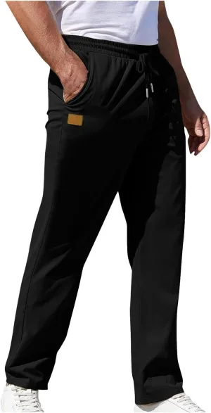 Men Fashion Sport Pants Straight Fit Cargo Pants Solid Casual Pants Stretch Jogger Pants Classic Comfort Pants