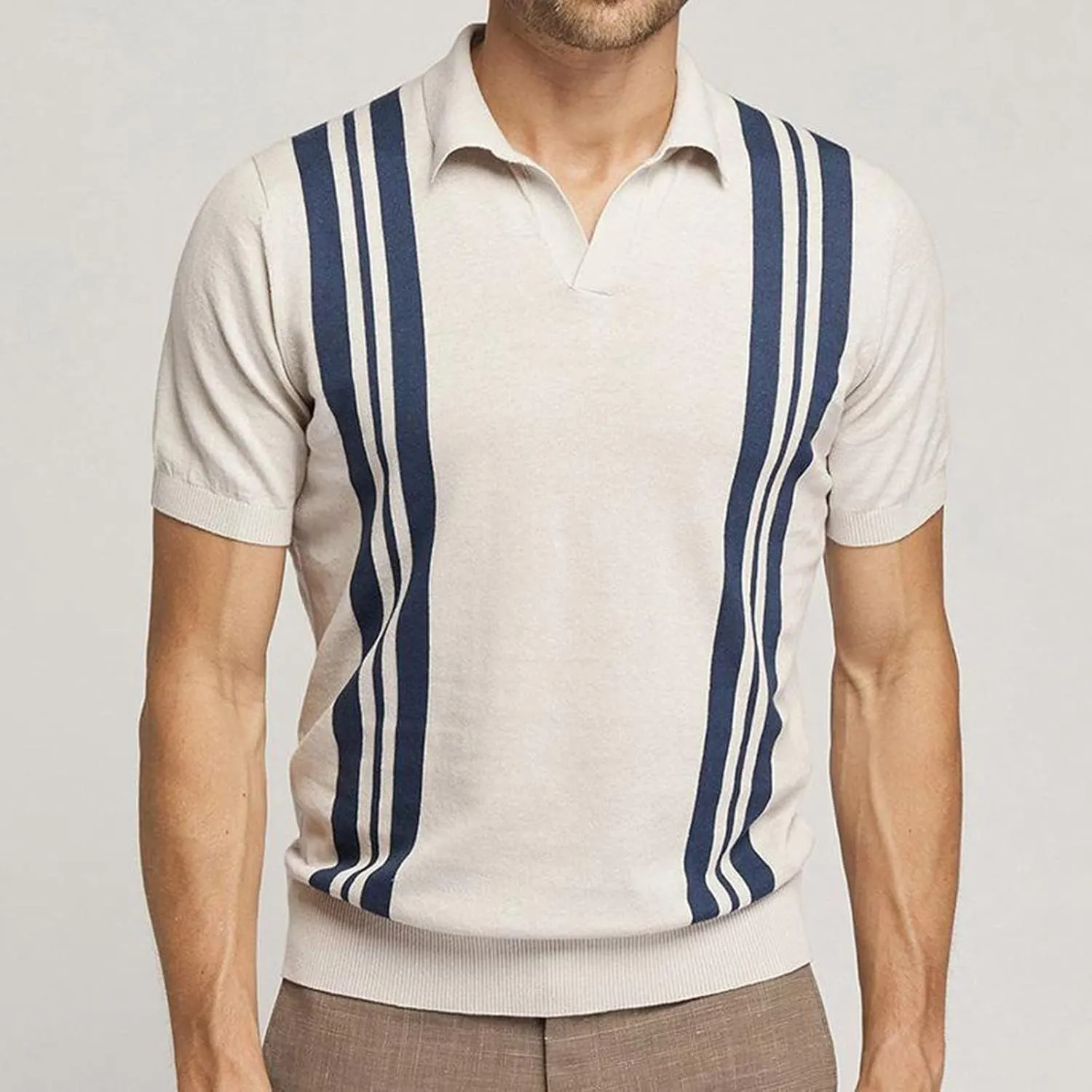 Men Fashion Summer Knit Shirts Button Down Short Sleeve Tops Color Block Relaxed Fit Blouse Breathable Loose Shirt
