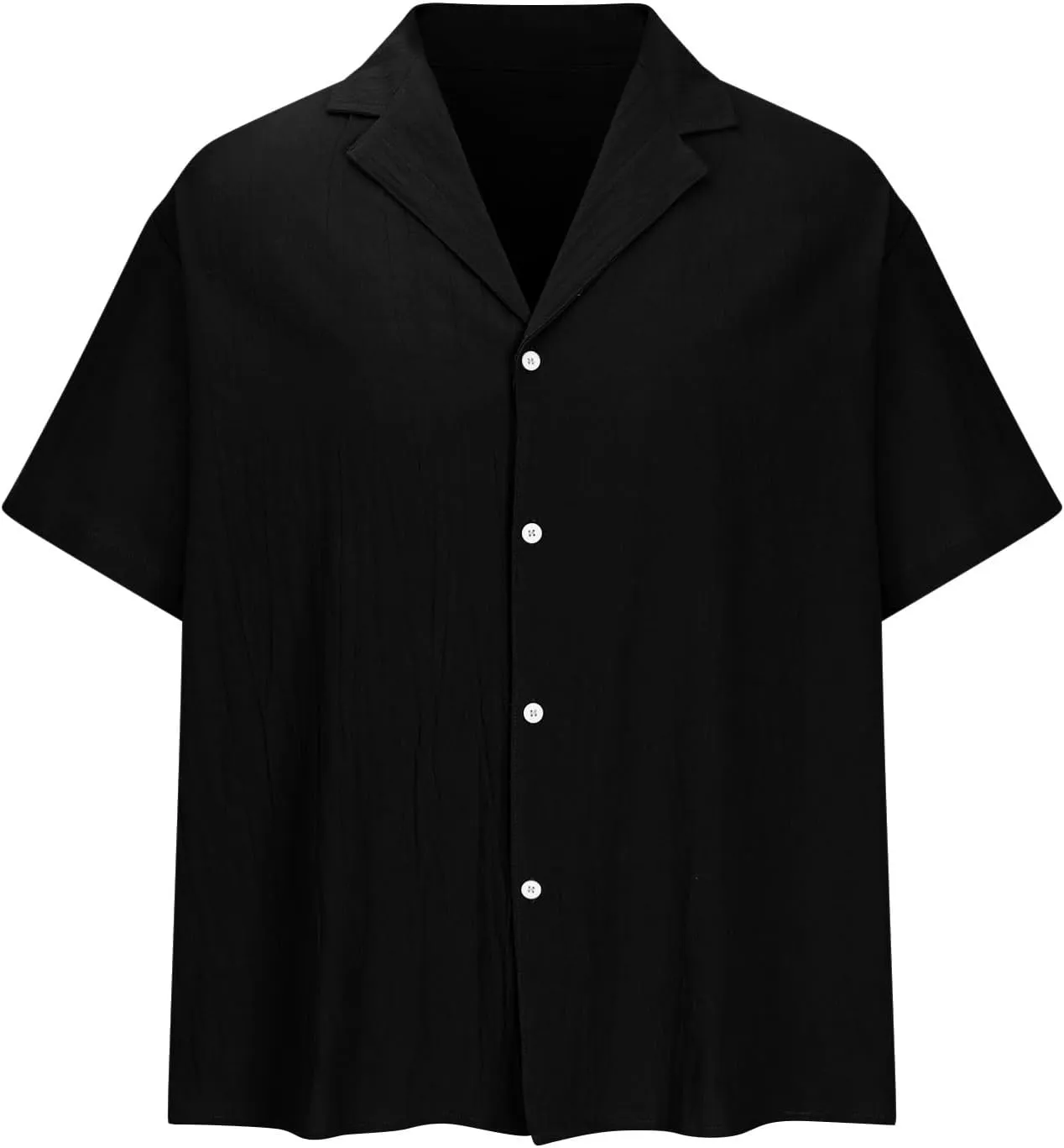 Men Linen Shirt Slim Cotton Solid Color Short Sleeve Button Down Lapel T-Shirts Casual Outdoor Vacation Soft Blouses