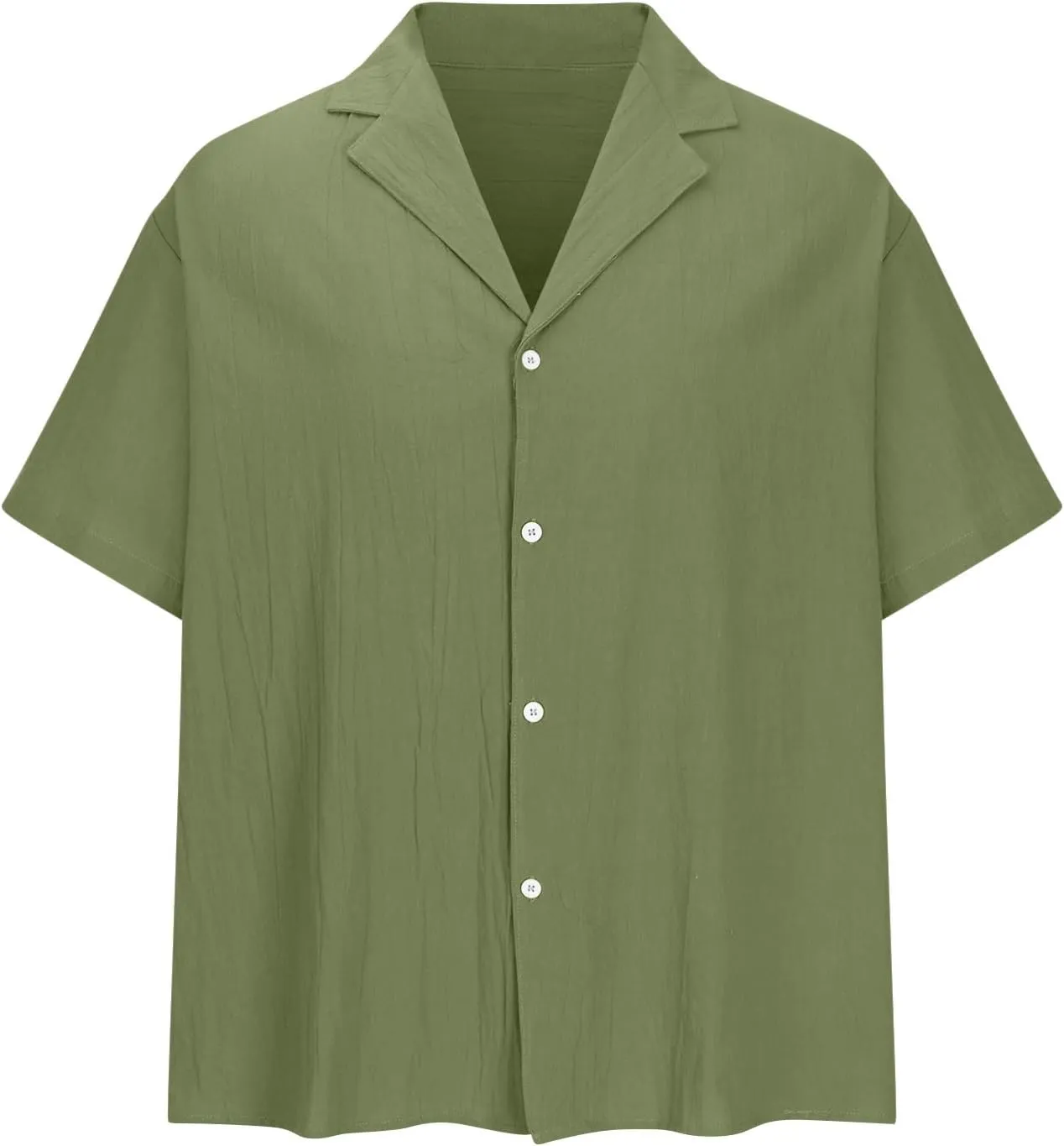 Men Linen Shirt Slim Cotton Solid Color Short Sleeve Button Down Lapel T-Shirts Casual Outdoor Vacation Soft Blouses