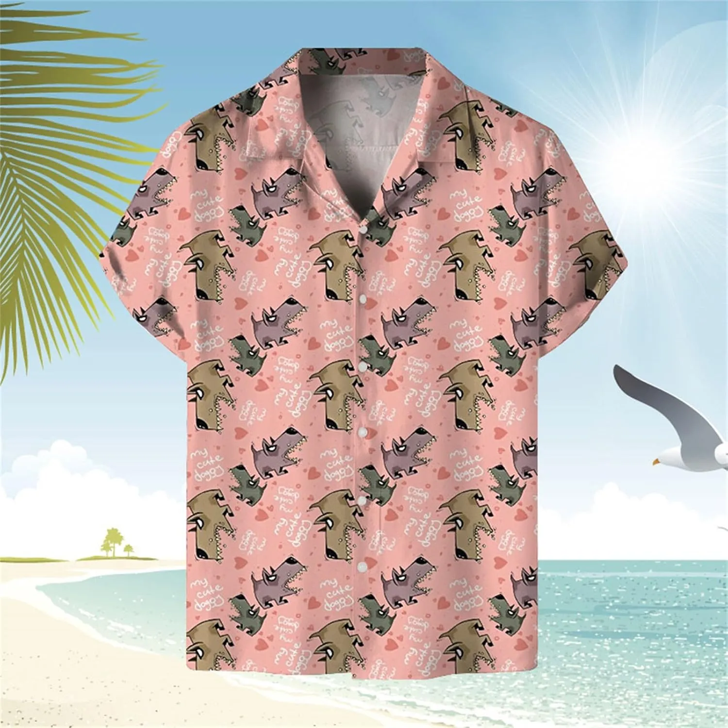 Mens 2024 Summer Hawaiian Shirt Digital Print Plus Size Combat Casual Lapel Shirts Button Down Lightweight Holiday Beach Tops