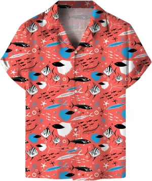 Mens 2024 Summer Hawaiian Shirt Digital Print Plus Size Combat Casual Lapel Shirts Button Down Lightweight Holiday Beach Tops
