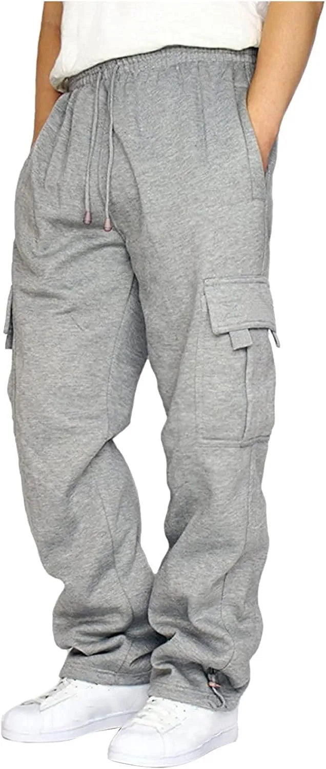 Men's Athletic Cargo Pants Baggy Lightweight Pants Drawstring Work Pants Lounge Sports Pants Hiking Trendy Pants
