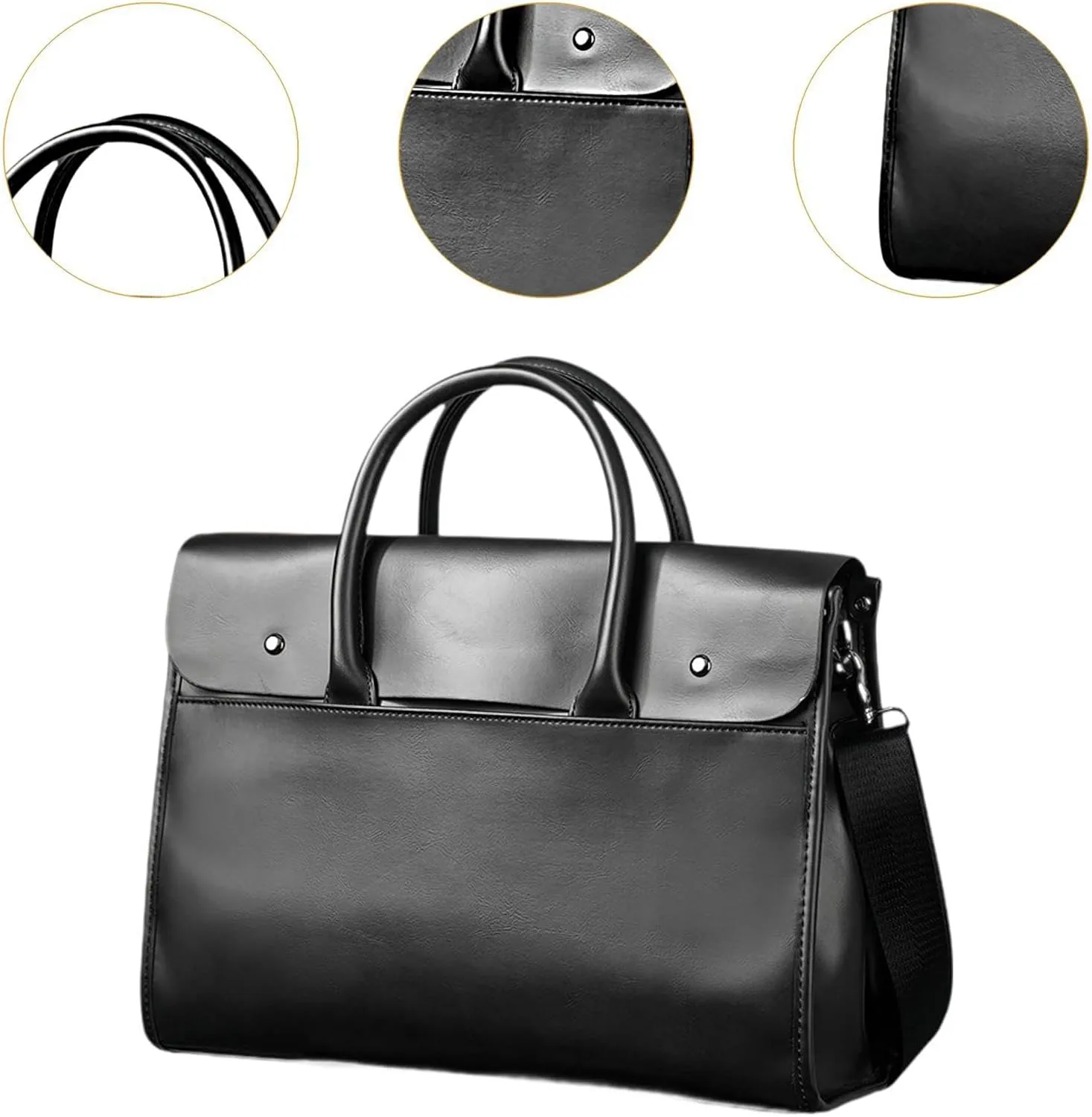 Mens Briefcase Work Bag PU Leather Practical Laptop Bag Business Bag for Business Trip