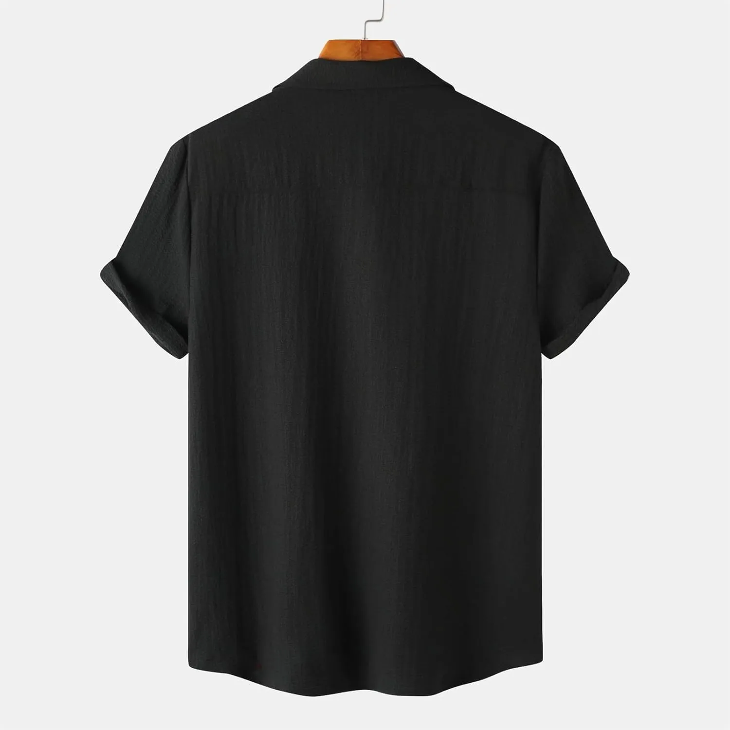 Men's Casual Button Down Shirt Short Sleeve Summer Beach Shirts Lightweight Solid Color Cotton Linen Shirts for Men