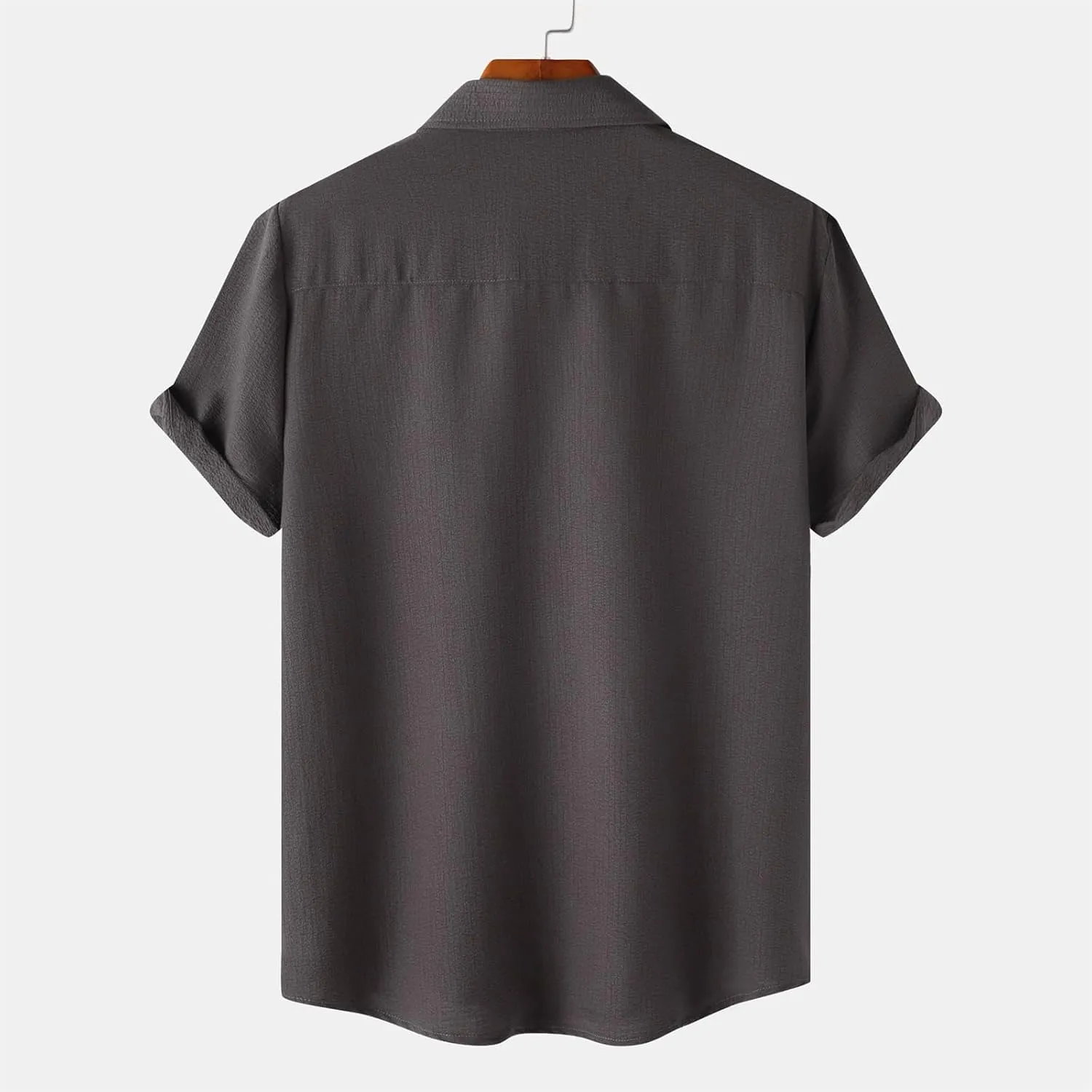 Men's Casual Button Down Shirt Short Sleeve Summer Beach Shirts Lightweight Solid Color Cotton Linen Shirts for Men
