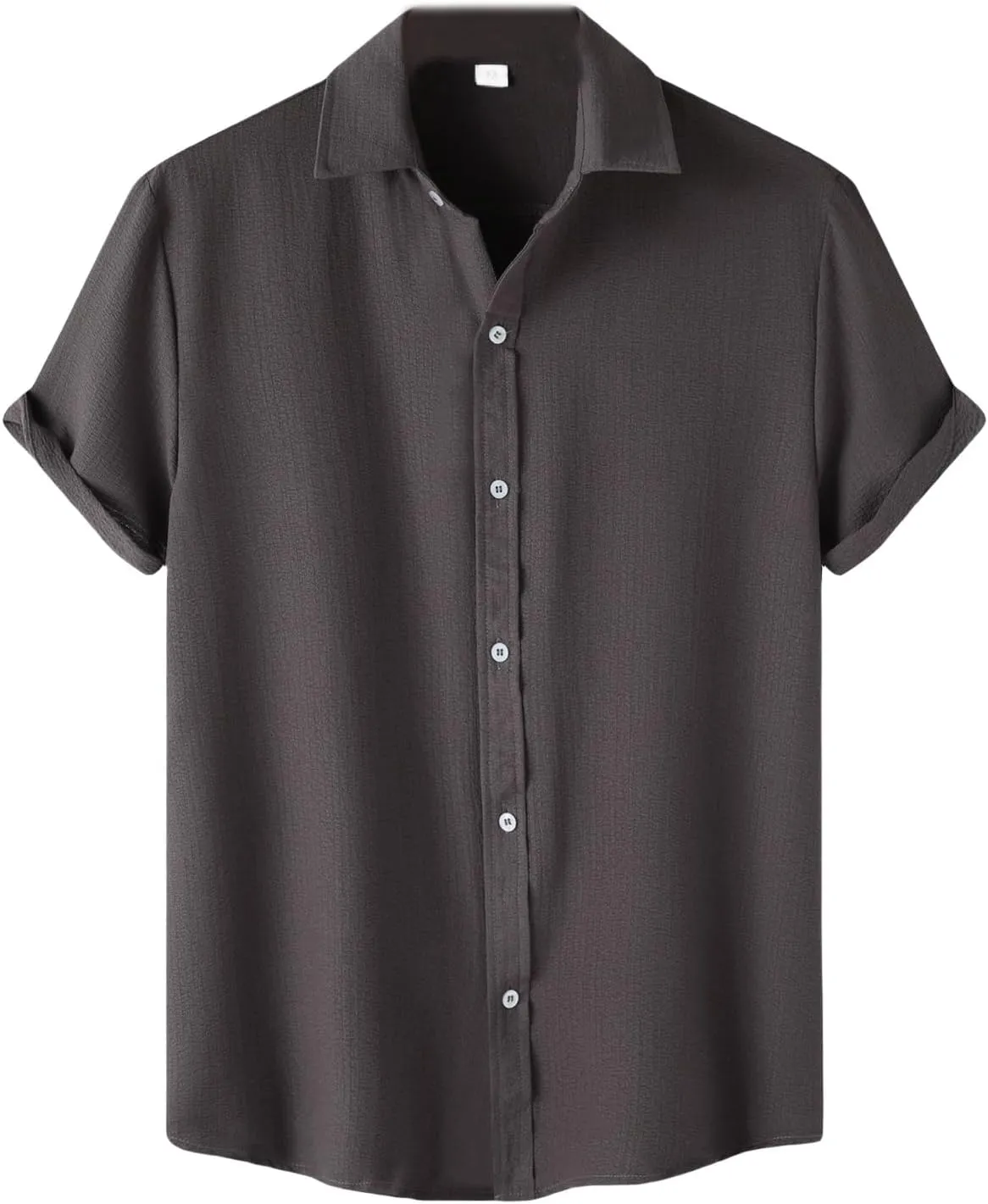 Men's Casual Button Down Shirt Short Sleeve Summer Beach Shirts Lightweight Solid Color Cotton Linen Shirts for Men