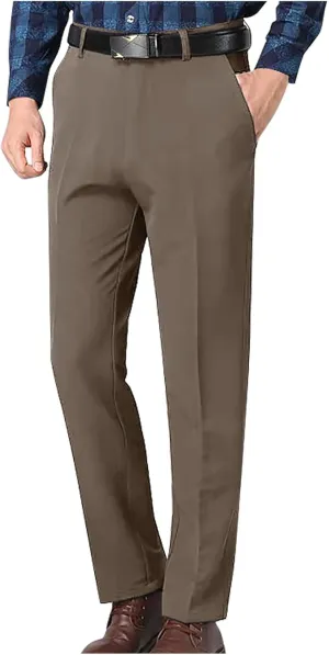 Mens Dress Pants Stretch Pleated Front Suit Pants Casual Classic Fit Dress Pants Straight Fit Pants
