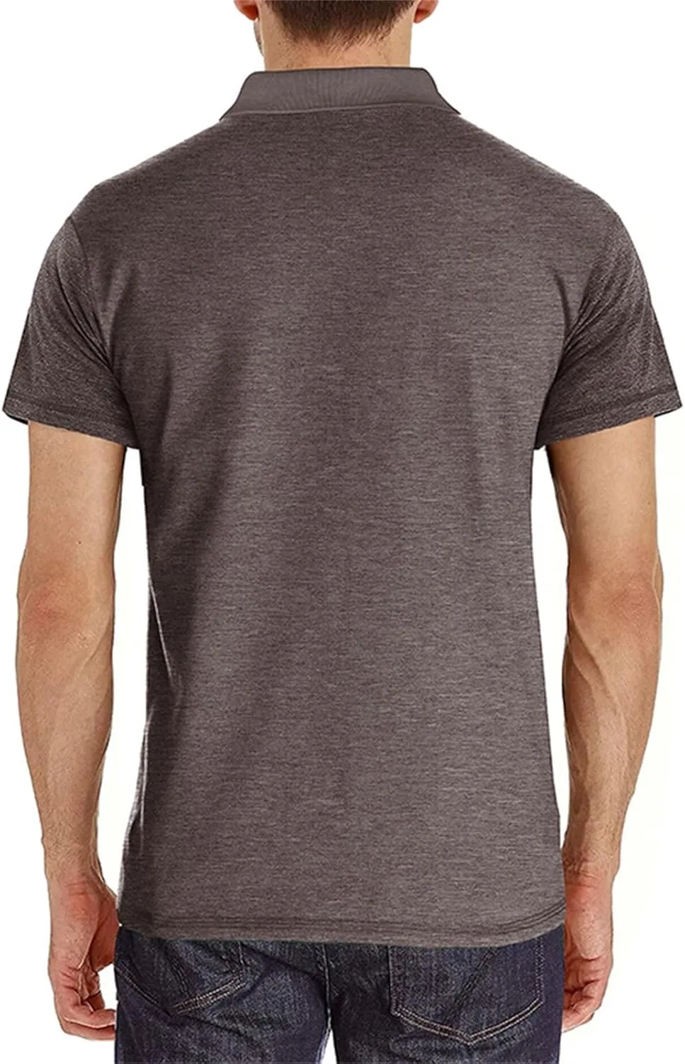 Men's Fashion Casual Polo Shirts Cotton Slim Button Basic Tops Short Sleeve Solid Color Work Golf T Shirt with Pocket