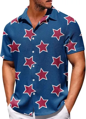 Men's Fashion Short Sleeve Casual Mens Shirt Independence Day Basic Funny July 4th Shirts