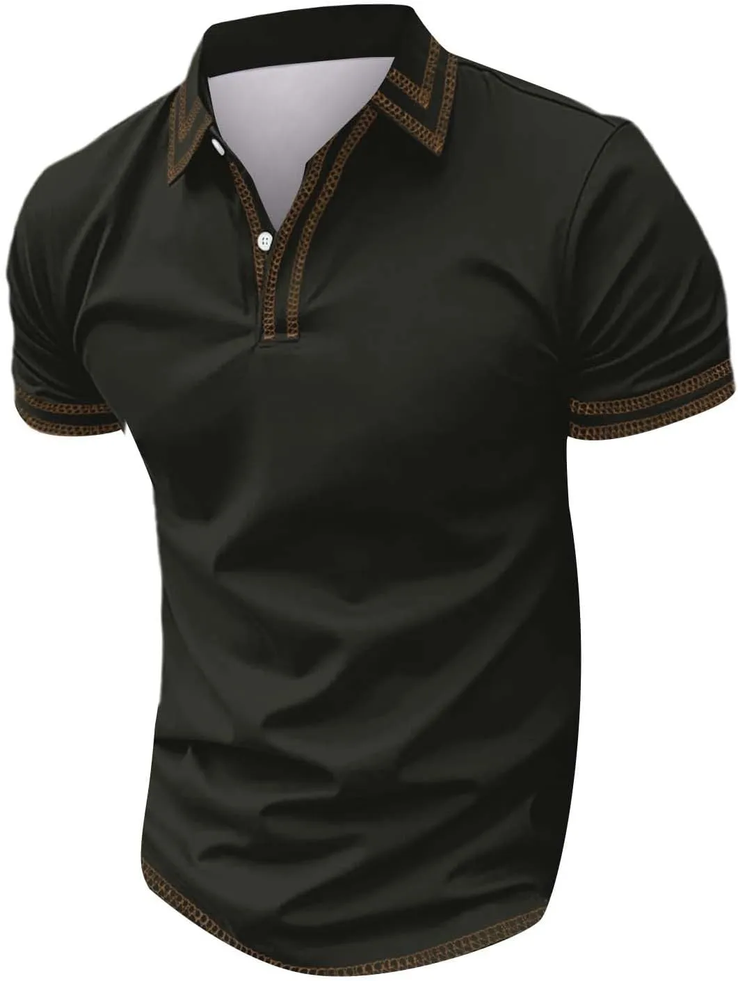 Mens Golf Shirts Short Sleeve Big and Tall Polo Shirt Button Collared Lightweight Muscle Tops Business Casual Summer