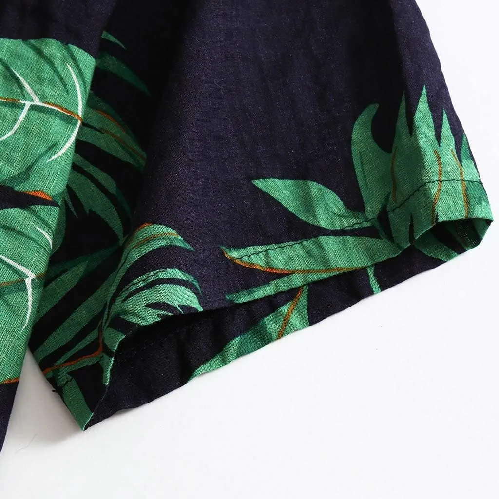 Men's Hawaiian Shirt Short Sleeve Tropical Vacation Button Down Shirt Beach Floral Palm Shirts for Beach,Pool Parties