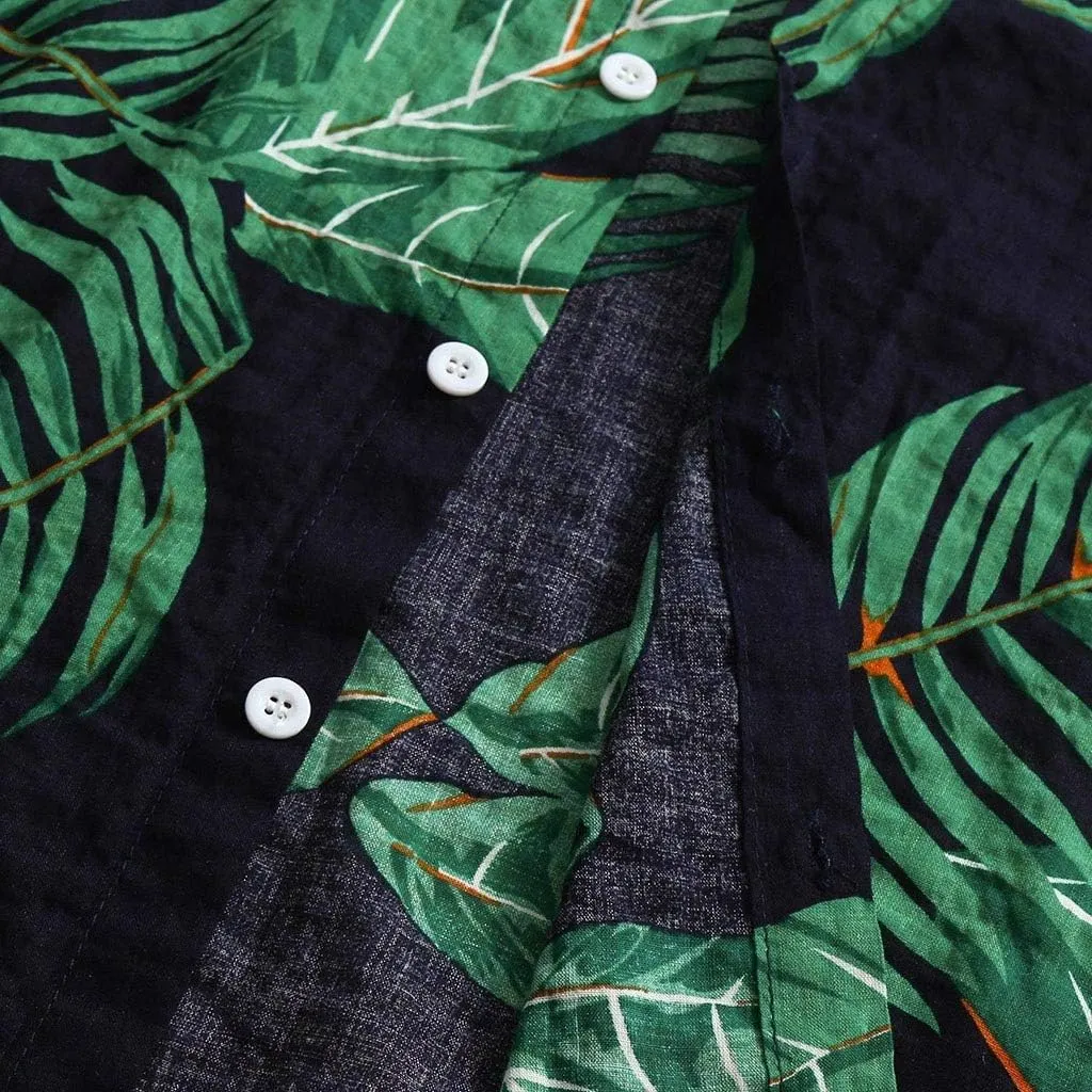 Men's Hawaiian Shirt Short Sleeve Tropical Vacation Button Down Shirt Beach Floral Palm Shirts for Beach,Pool Parties