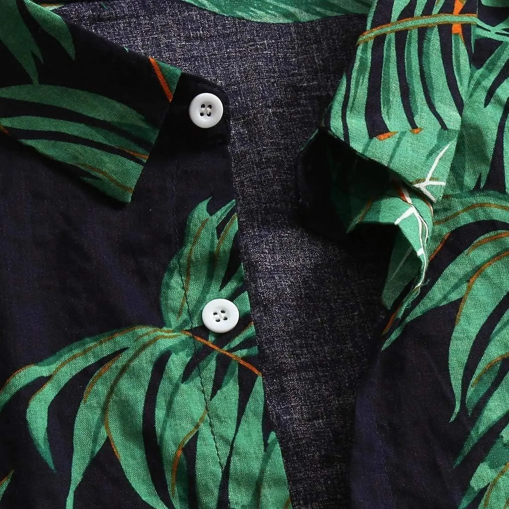 Men's Hawaiian Shirt Short Sleeve Tropical Vacation Button Down Shirt Beach Floral Palm Shirts for Beach,Pool Parties