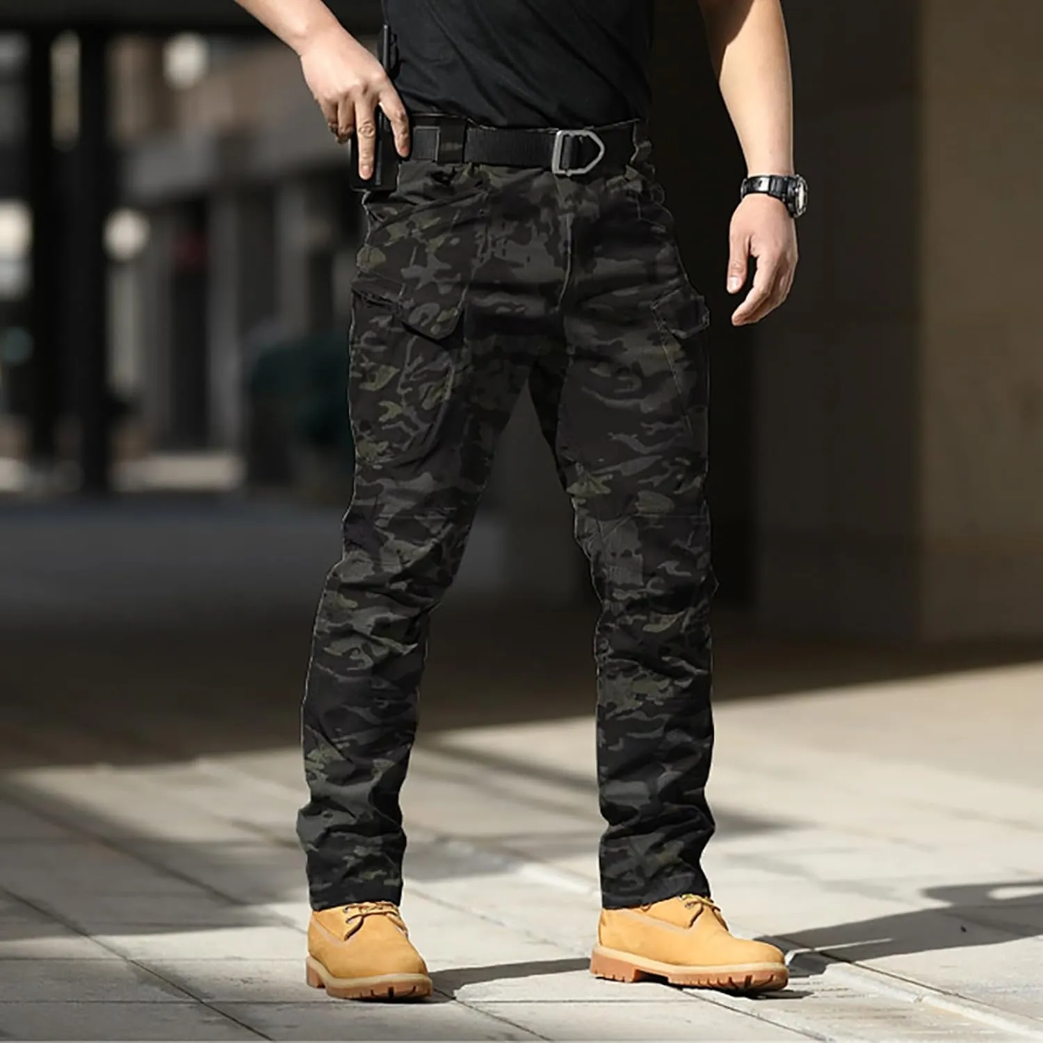 Mens Khaki Pants Pants 6 Full Men's Cargo Cargo Pocket Men's Pants Track Pants Mens Cargo Work Pants Black Joggers