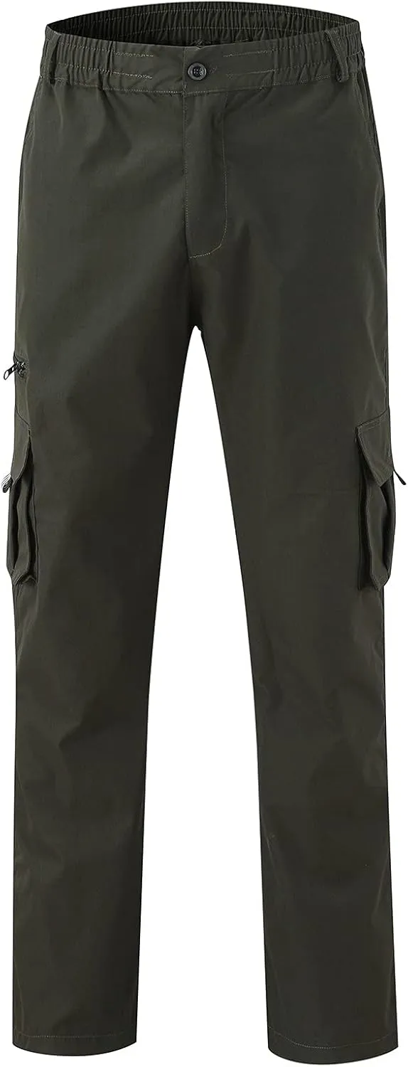 Mens Pants Casual Relaxed Fit Outdoor Cargo Pants Tactical Pants Hiking Drawstring Joggers Pants Multi Pockets