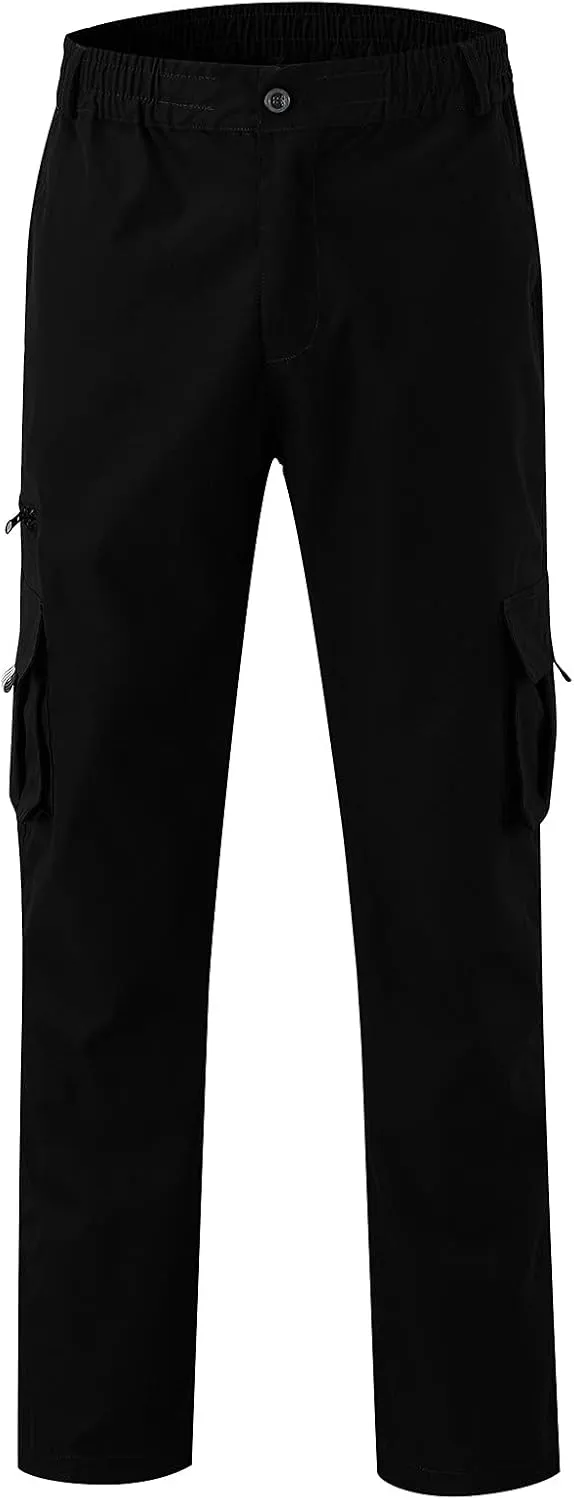 Mens Pants Casual Relaxed Fit Outdoor Cargo Pants Tactical Pants Hiking Drawstring Joggers Pants Multi Pockets