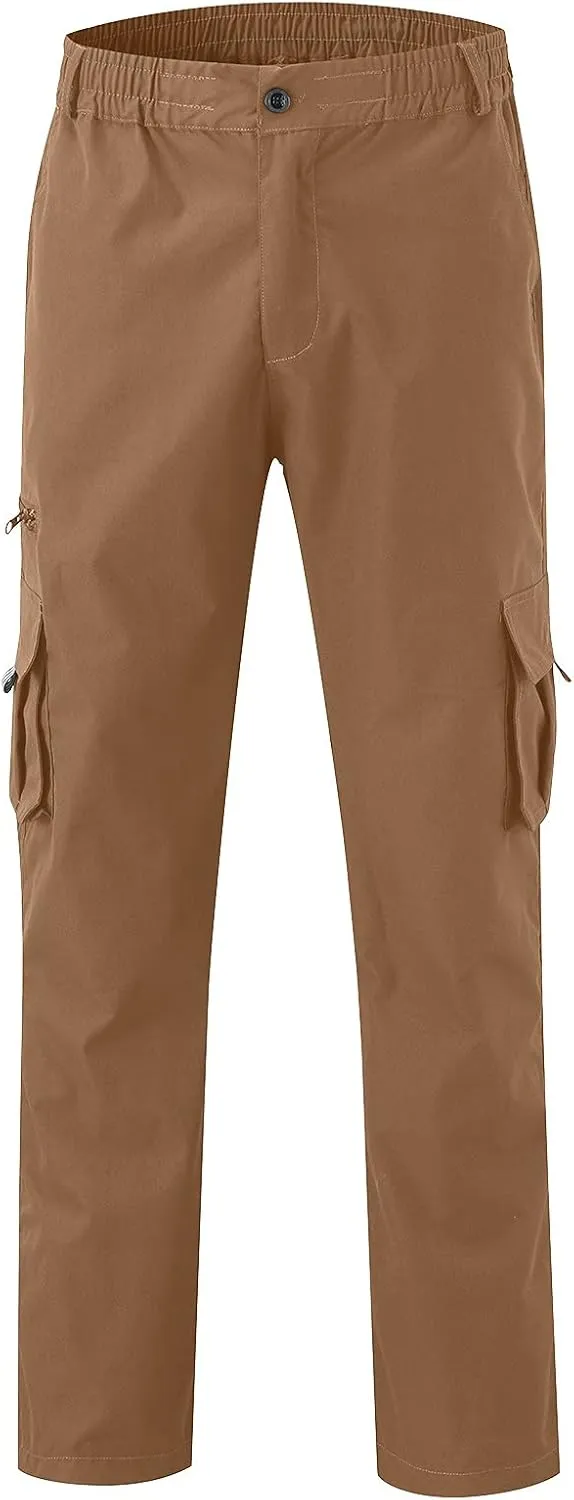 Mens Pants Casual Relaxed Fit Outdoor Cargo Pants Tactical Pants Hiking Drawstring Joggers Pants Multi Pockets