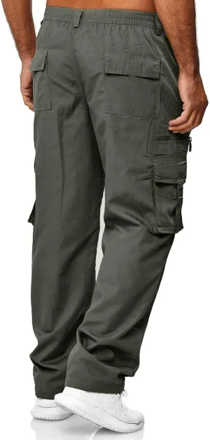 Mens Pants Casual Relaxed Fit Outdoor Cargo Pants Tactical Pants Hiking Drawstring Joggers Pants Multi Pockets