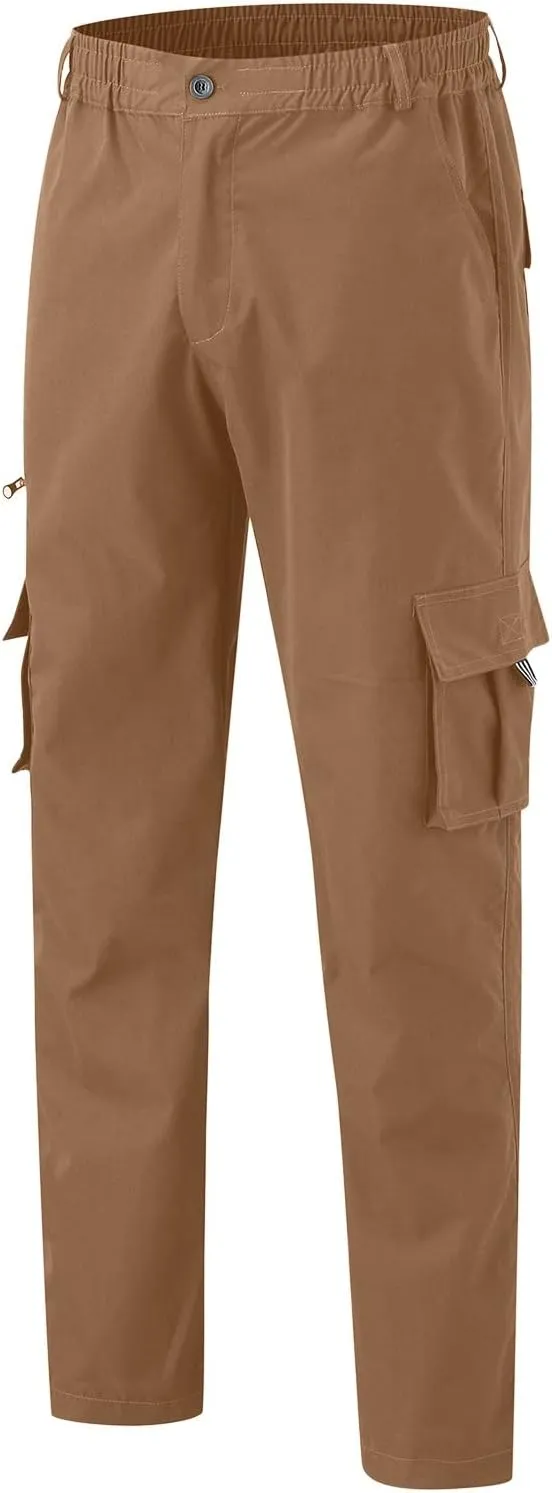 Mens Pants Casual Relaxed Fit Outdoor Cargo Pants Tactical Pants Hiking Drawstring Joggers Pants Multi Pockets