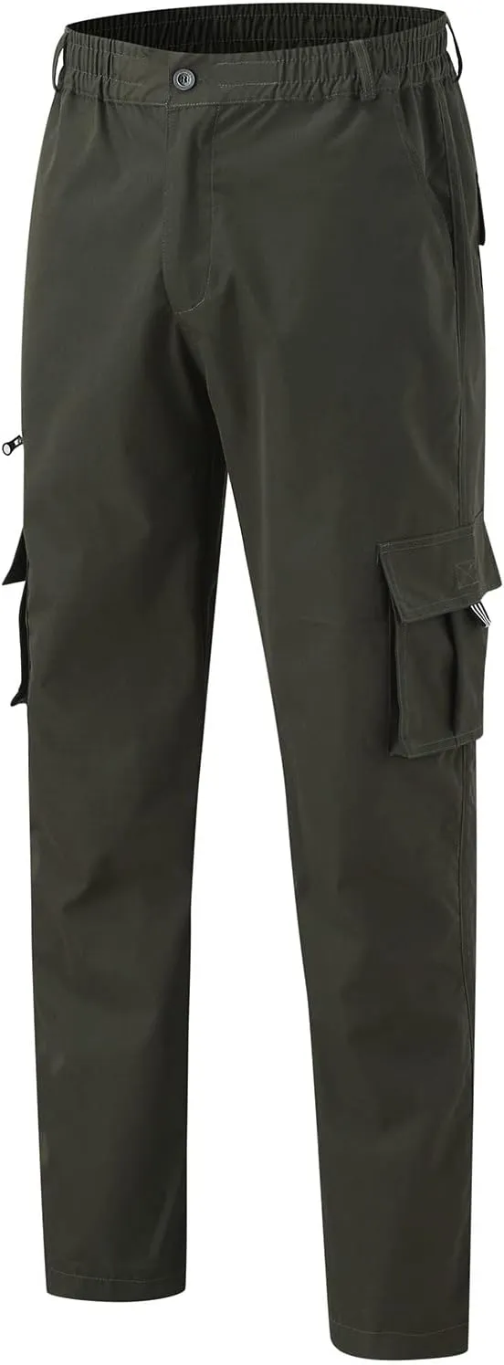 Mens Pants Casual Relaxed Fit Outdoor Cargo Pants Tactical Pants Hiking Drawstring Joggers Pants Multi Pockets
