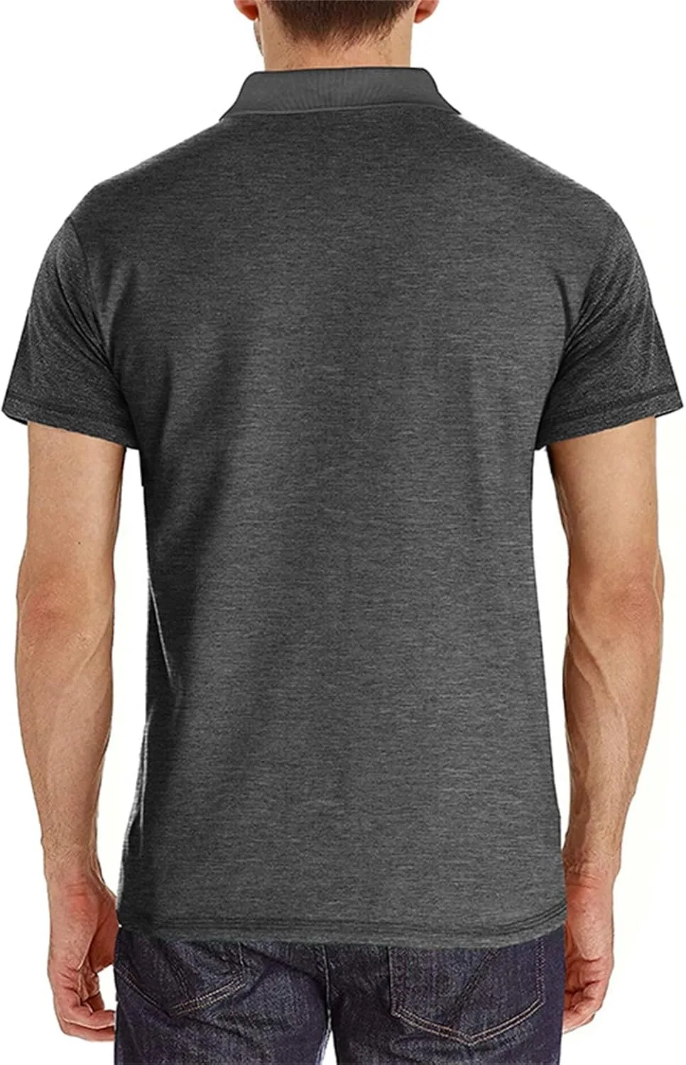 Men's Polo Shirt Moisture Wicking Performance Short Sleeve Golf Shirts Button Athletic Polo Collared Tennis T-Shirt
