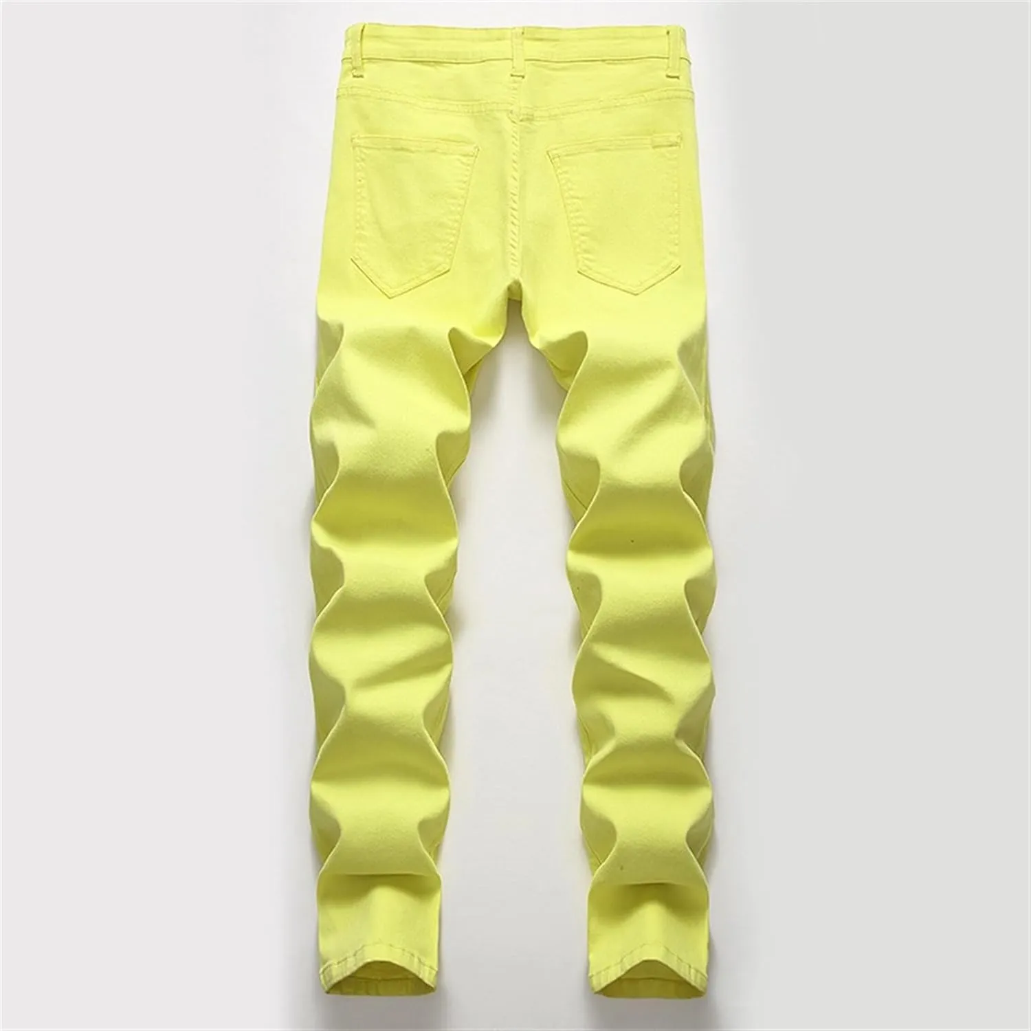 Men's Stretch Solid Vintage Jeans Cotton Casual Streetwear Denim Pants Straight Leg Classic Jeans Trouser