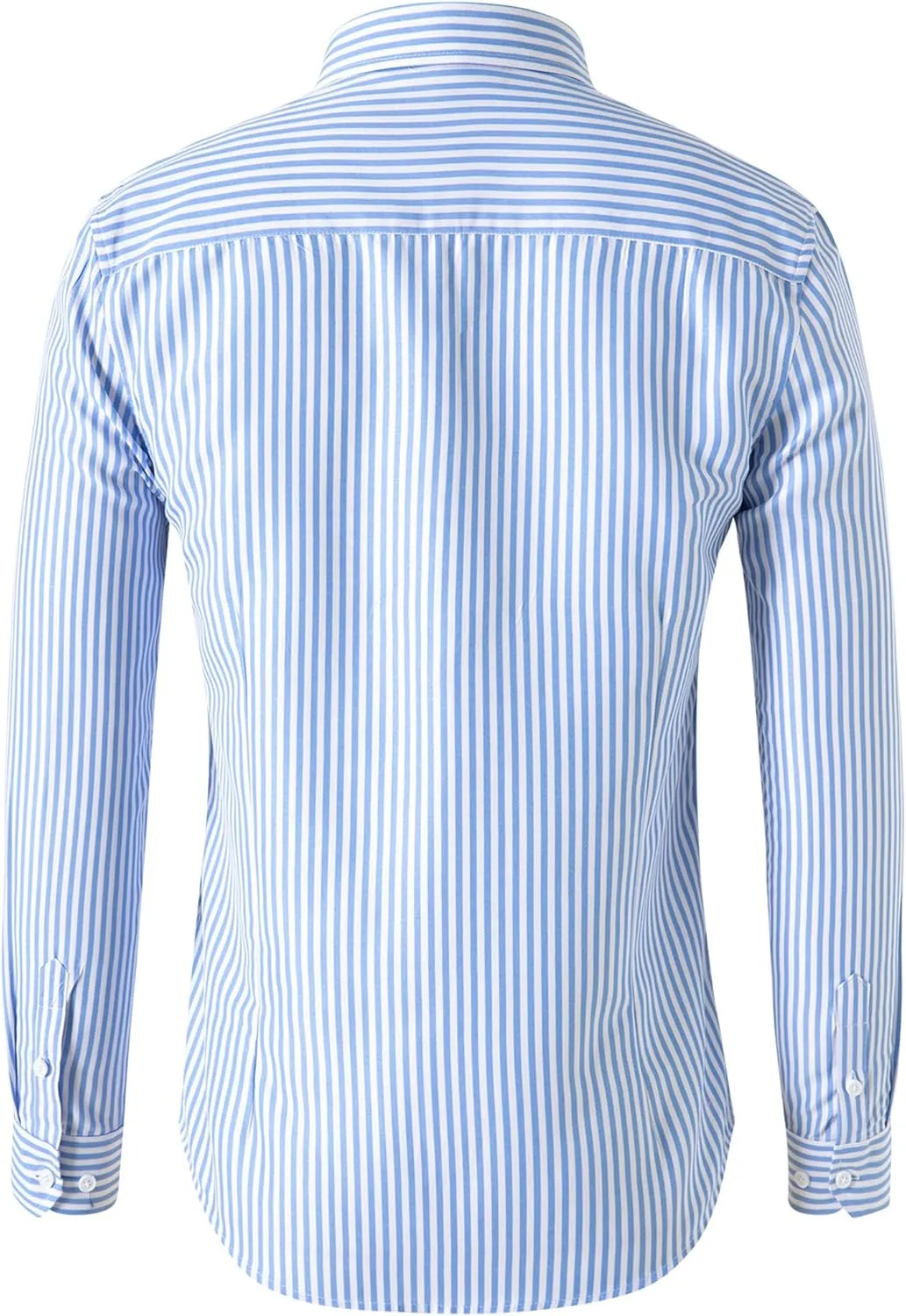 Men's Striped Button Down Dress Shirts Business Casual Long Sleeve Regular-Fit Lapel Vertical Striped Shirt Tops