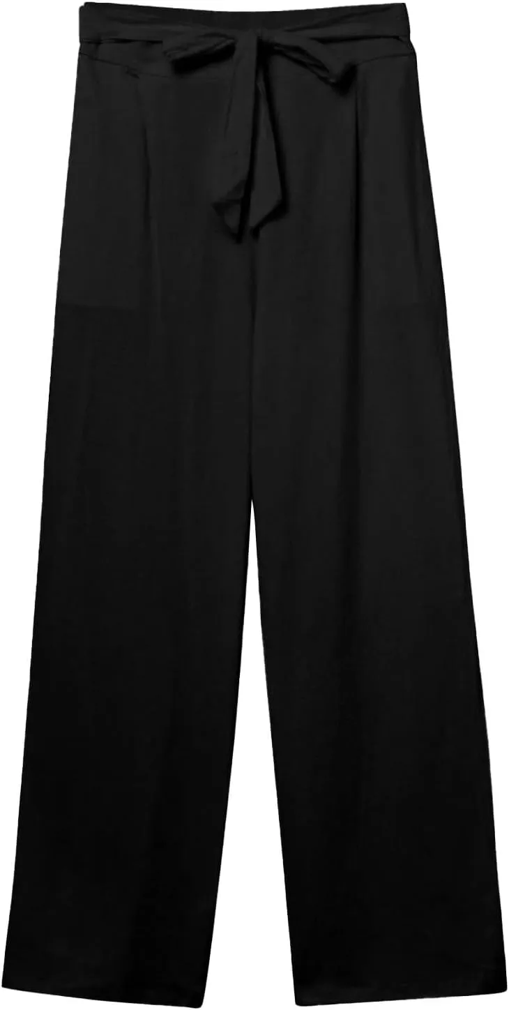midelxp Straight Leg Linen Pants Women Summer Lightweight Drawstring High Waist Plus Size Pants Loose Comfy Boho Beach Pants
