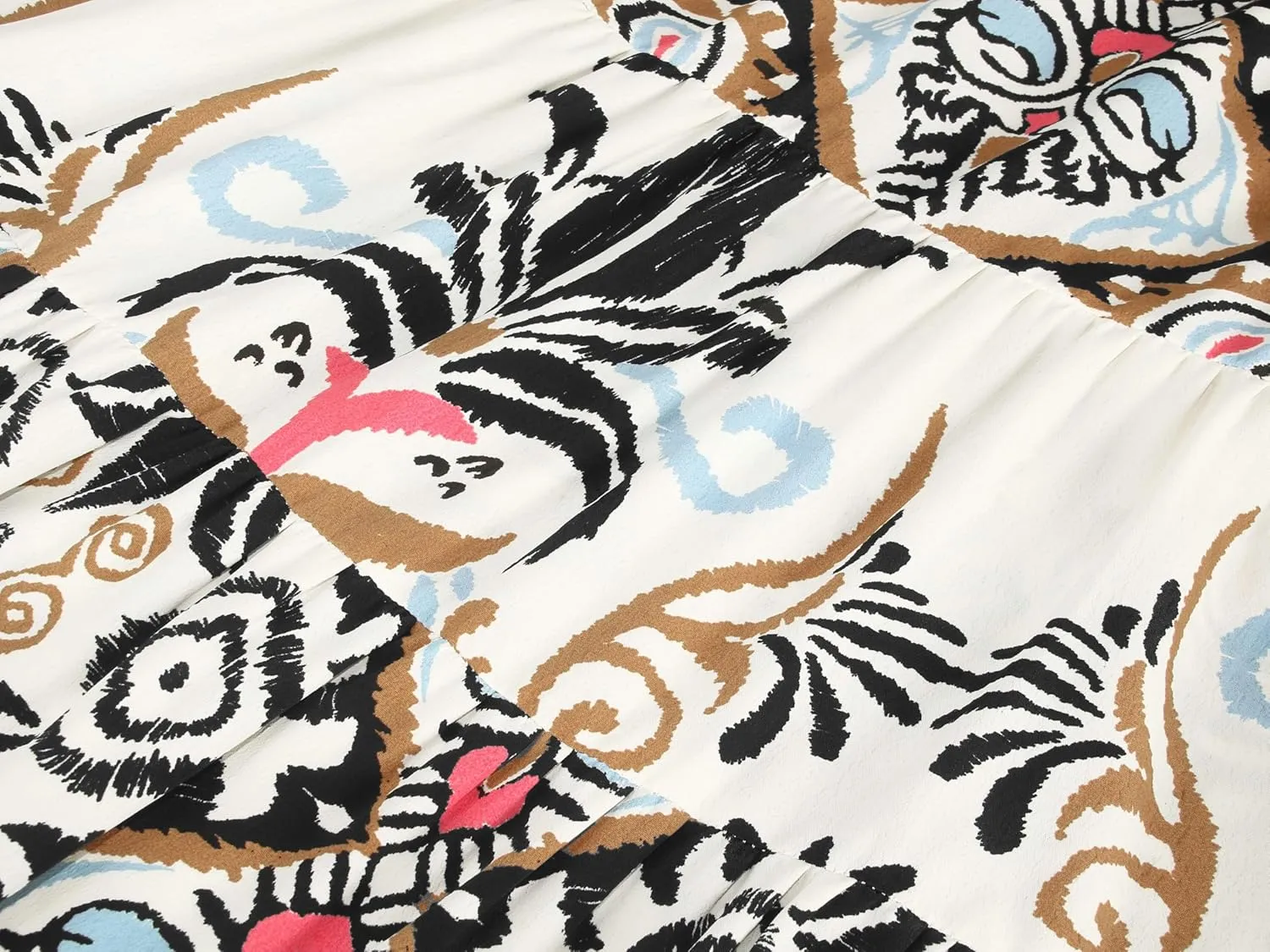 miduo Womens Summer Dress Casual V Neck Buttoned 3/4 Sleeve Bohemian Tribal Print Flowy Mini Dresses