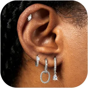 MILACOLATO 4 Pairs Gold Earrings Set for Women Trendy, Non Tarnish 14K Gold Filled/Sterling Silver Plated Stud Huggie Hoop Earrings, Lightweight Gold Silver Cartilage Earrings Stacks for Multiple Piercing Fashion Jewelry Gift