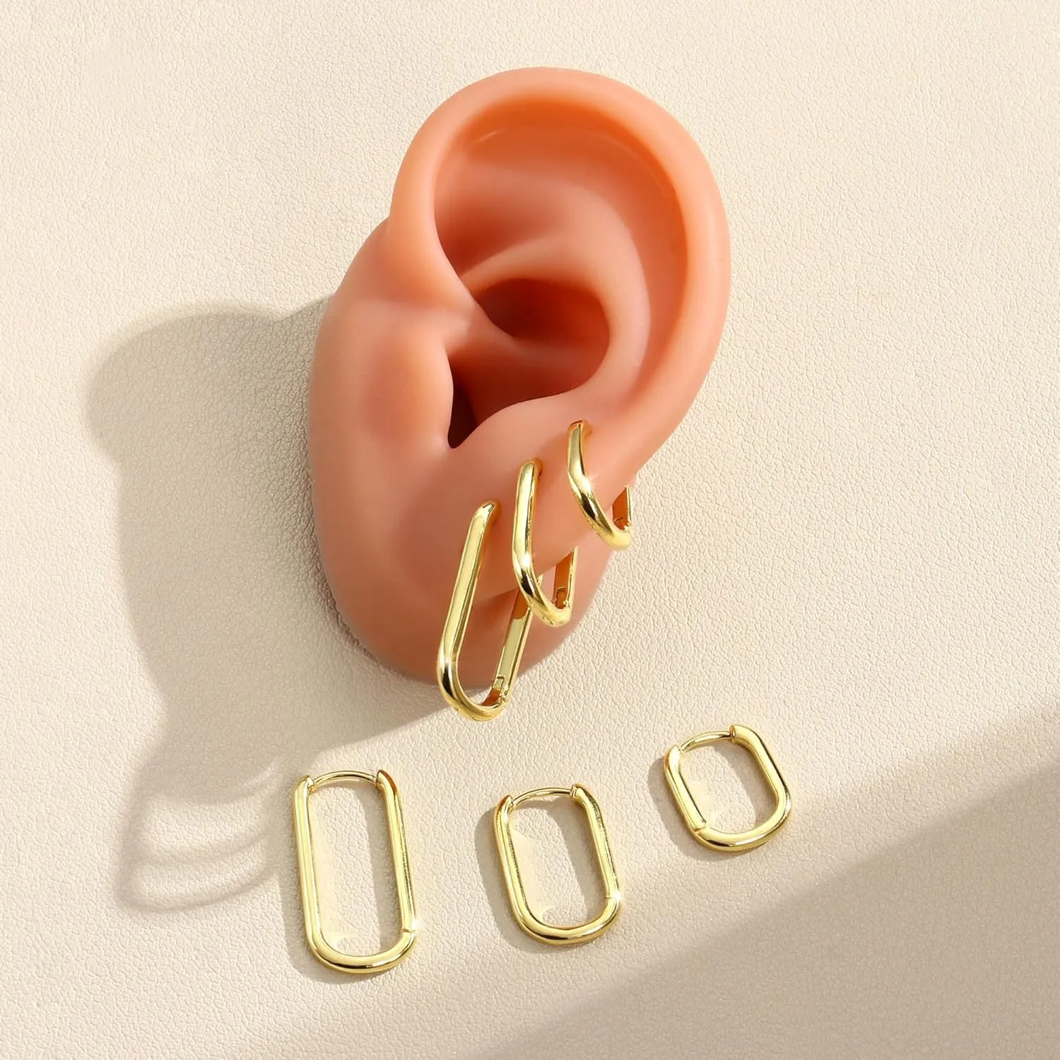 MILACOLATO Gold Hoop Earrings Set for Women 14K Gold Filled Sterling Silver Posts Small Chunky Hoop Earrings Hypoallergenic Trendy Gold Huggie Earrings Stacks 3Pairs