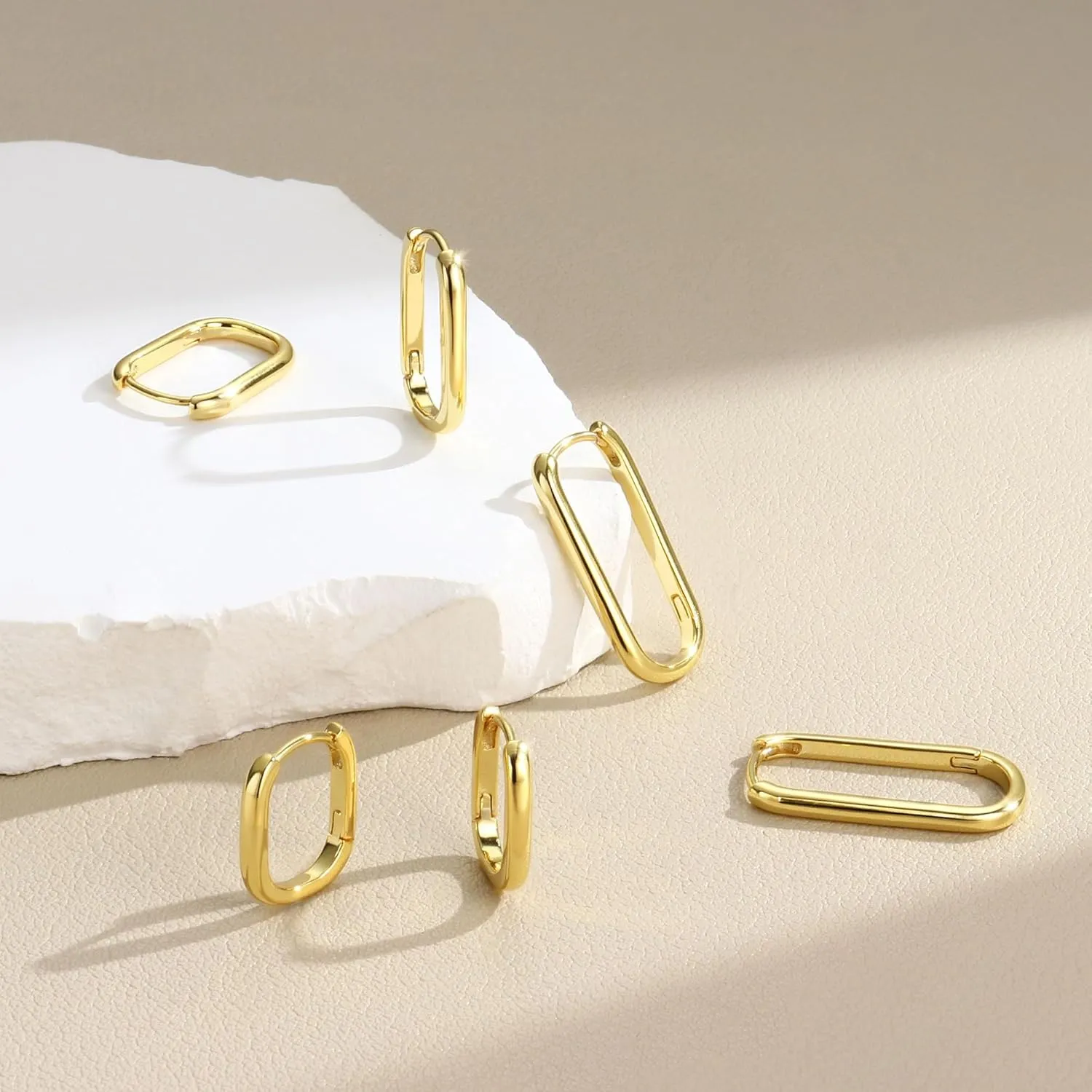 MILACOLATO Gold Hoop Earrings Set for Women 14K Gold Filled Sterling Silver Posts Small Chunky Hoop Earrings Hypoallergenic Trendy Gold Huggie Earrings Stacks 3Pairs