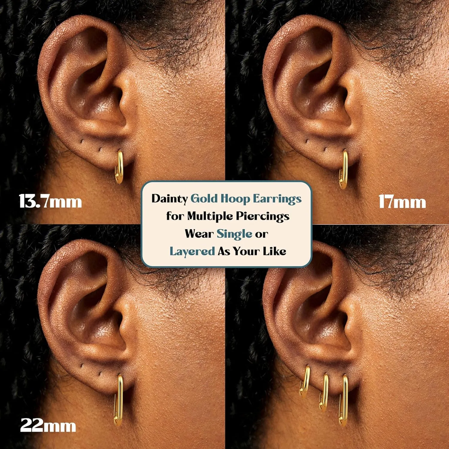 MILACOLATO Gold Hoop Earrings Set for Women 14K Gold Filled Sterling Silver Posts Small Chunky Hoop Earrings Hypoallergenic Trendy Gold Huggie Earrings Stacks 3Pairs