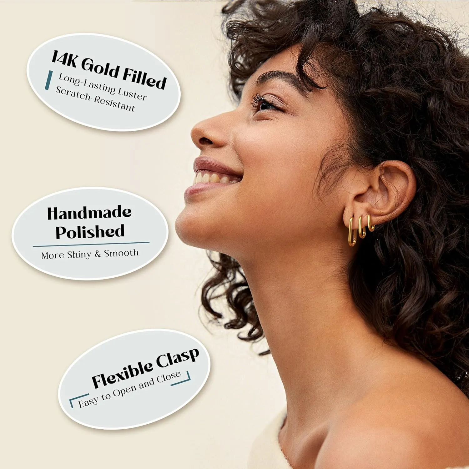 MILACOLATO Gold Hoop Earrings Set for Women 14K Gold Filled Sterling Silver Posts Small Chunky Hoop Earrings Hypoallergenic Trendy Gold Huggie Earrings Stacks 3Pairs