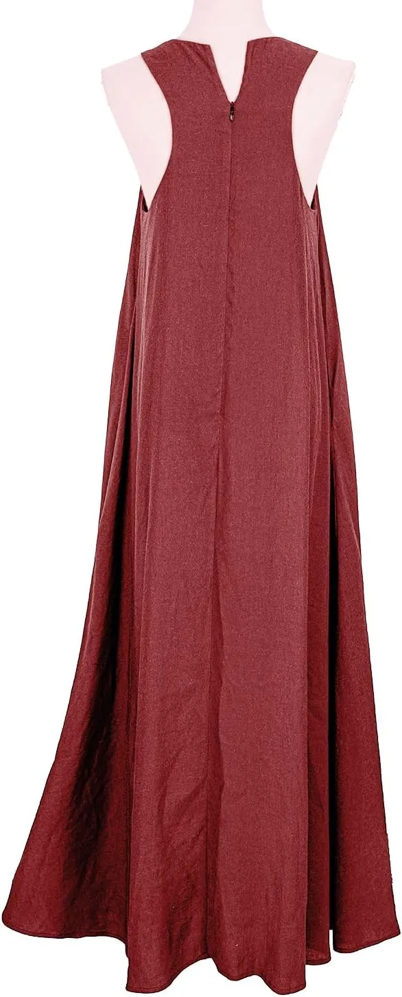 Mingyuezai Women's Sleeveless Linen Maxi Dress Casual Long Dresses with Pockets
