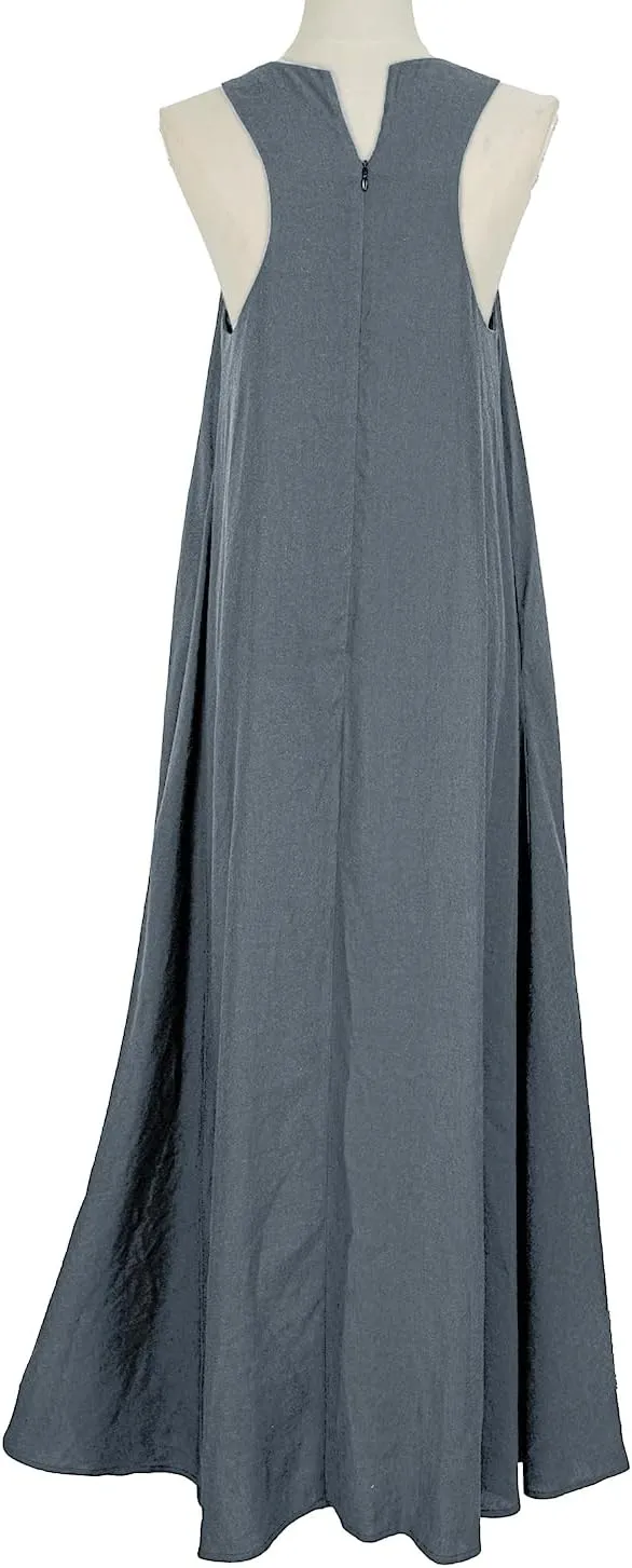Mingyuezai Women's Sleeveless Linen Maxi Dress Casual Long Dresses with Pockets