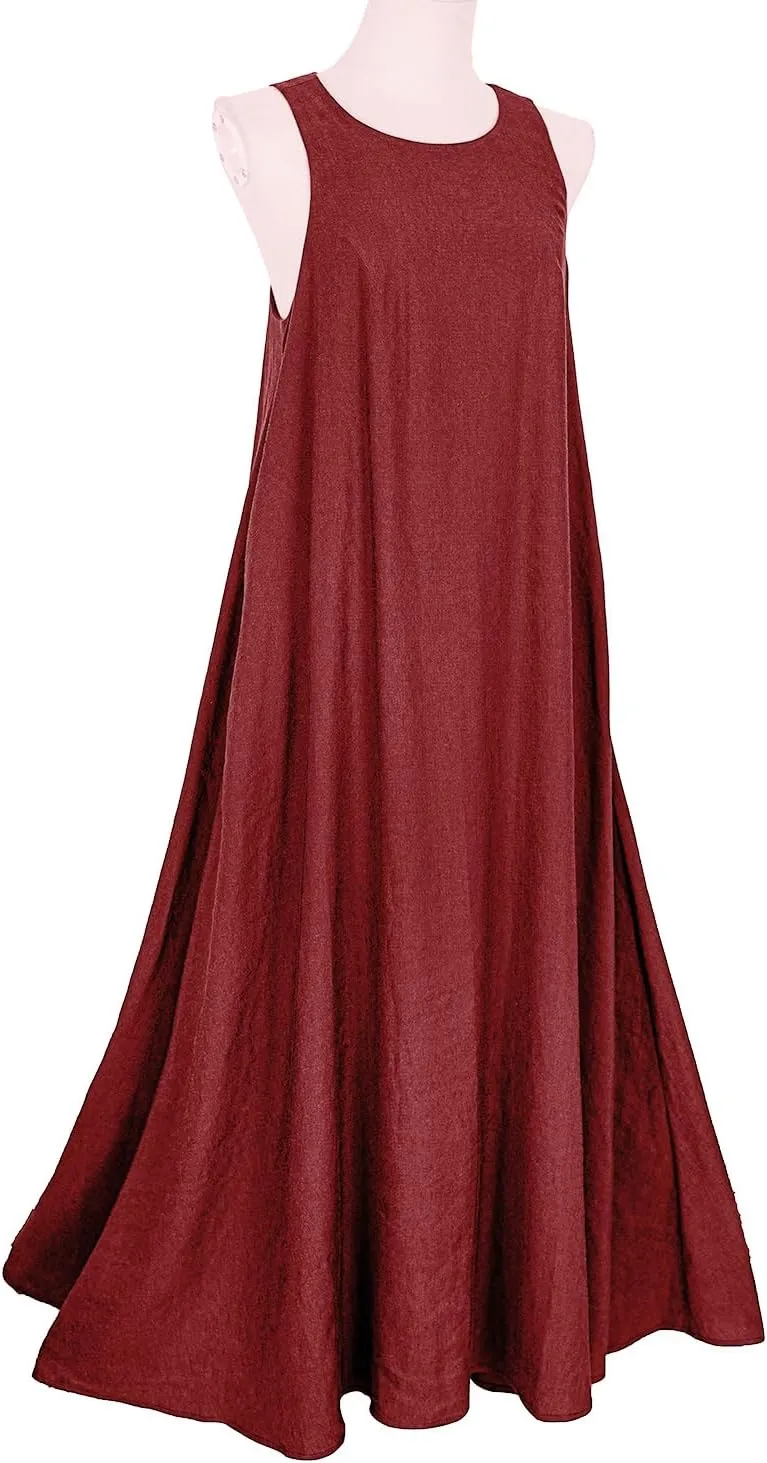 Mingyuezai Women's Sleeveless Linen Maxi Dress Casual Long Dresses with Pockets