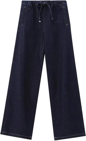 Minimalist Women's Drawstring Harem Jeans Loose Straight Leg Casual Ddenim Pants Women Vintage Mom Jeans