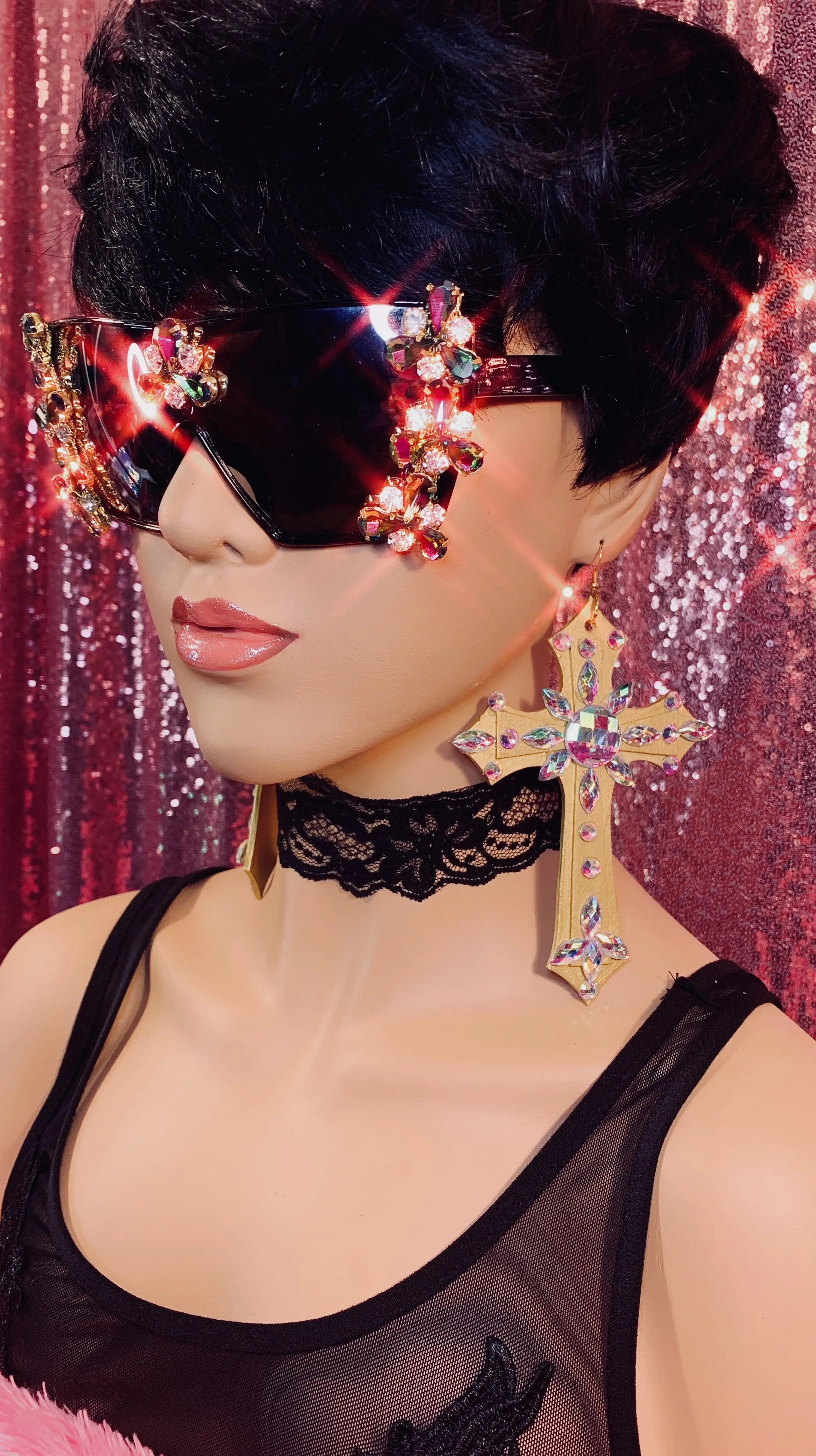 Mirror Crystal Rhinestone Sunglasses