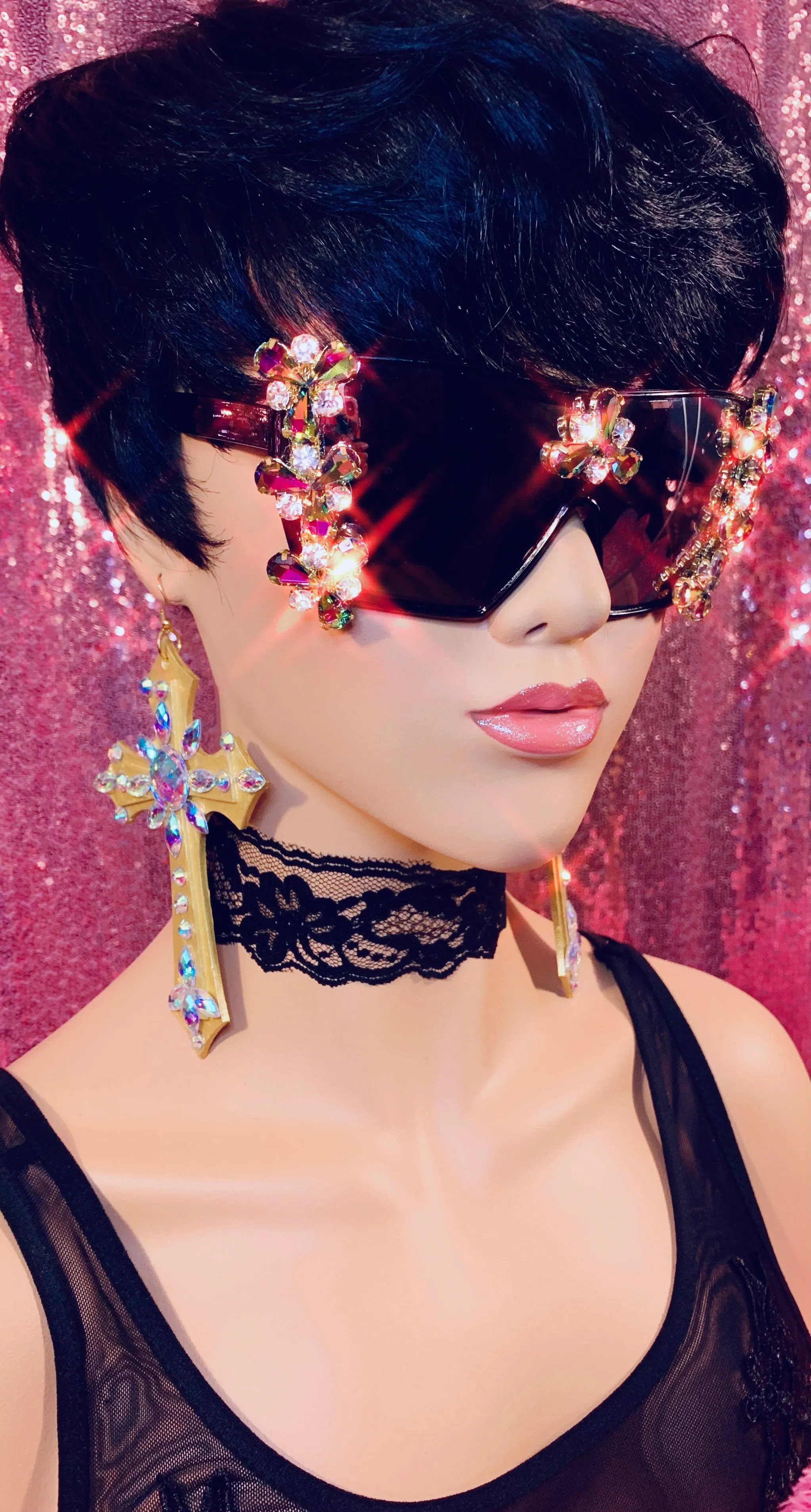 Mirror Crystal Rhinestone Sunglasses