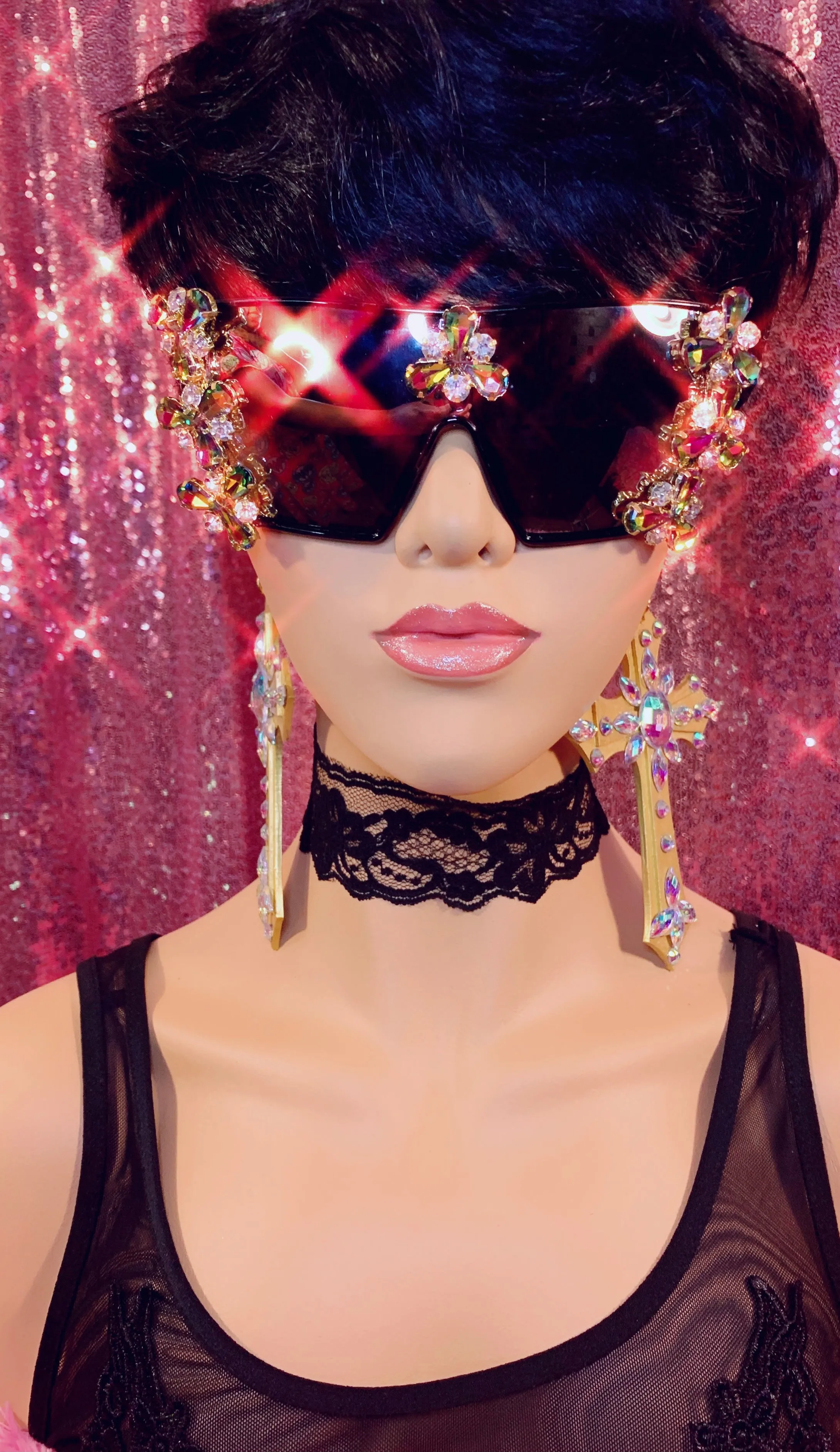 Mirror Crystal Rhinestone Sunglasses