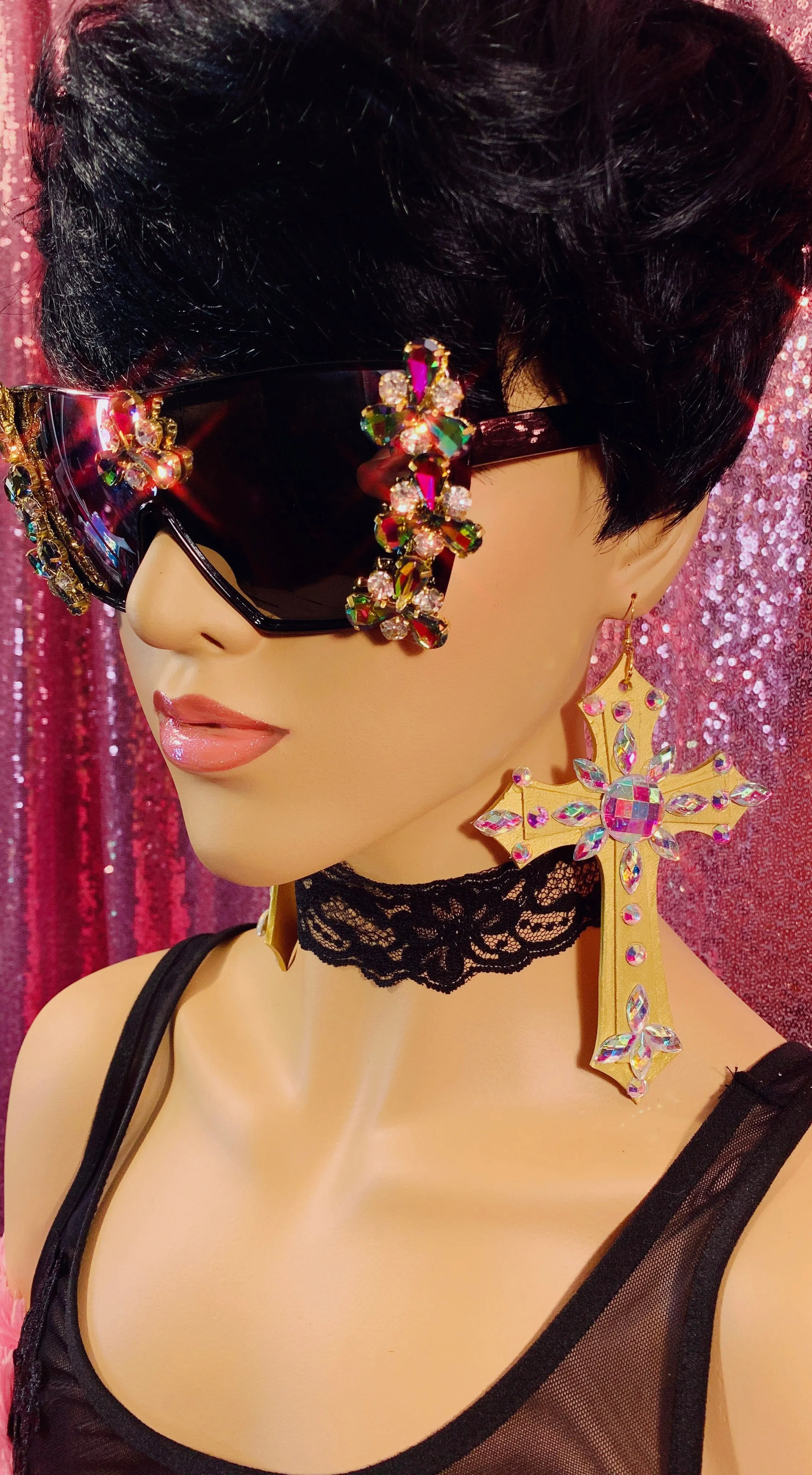 Mirror Crystal Rhinestone Sunglasses