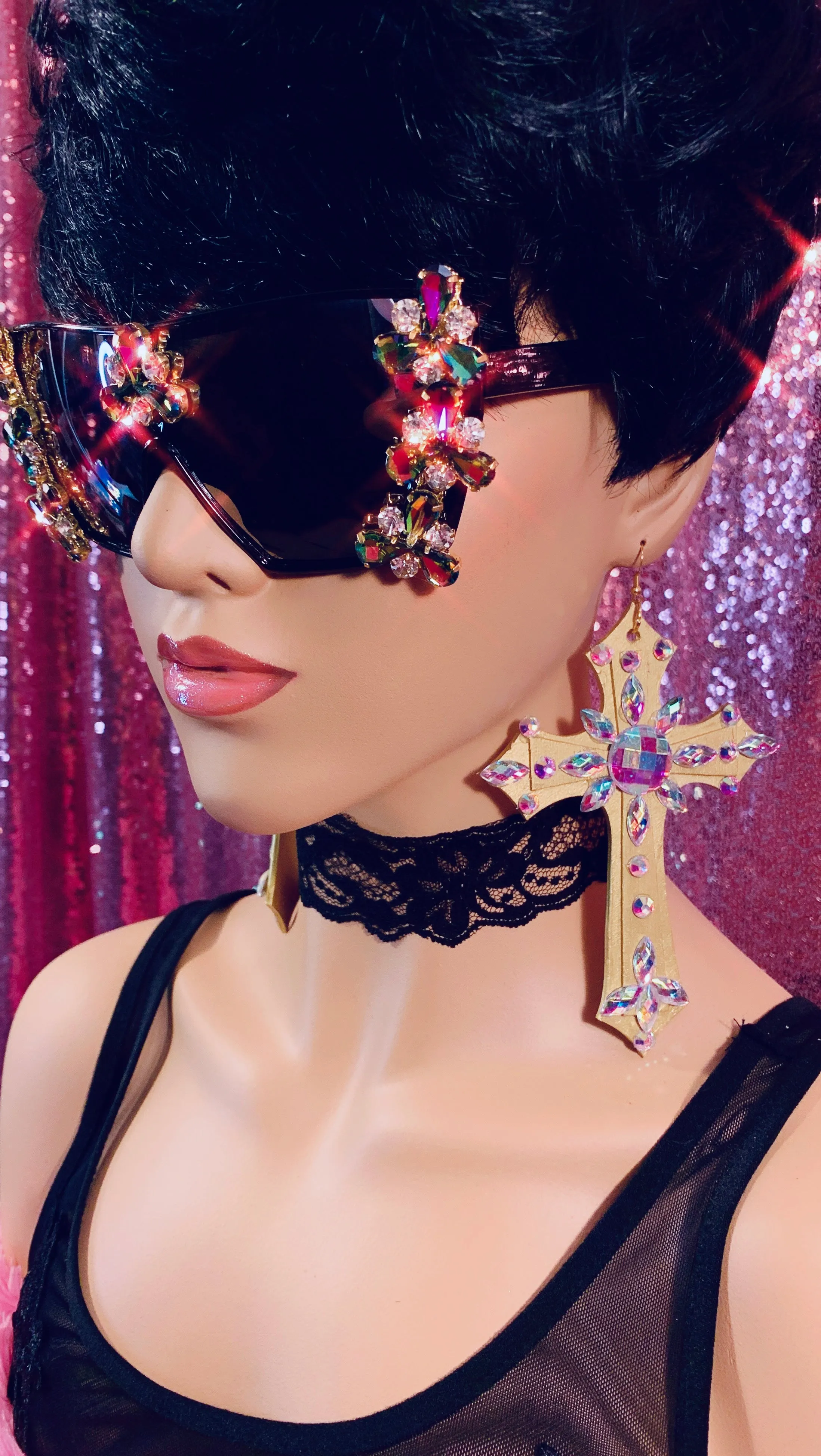 Mirror Crystal Rhinestone Sunglasses