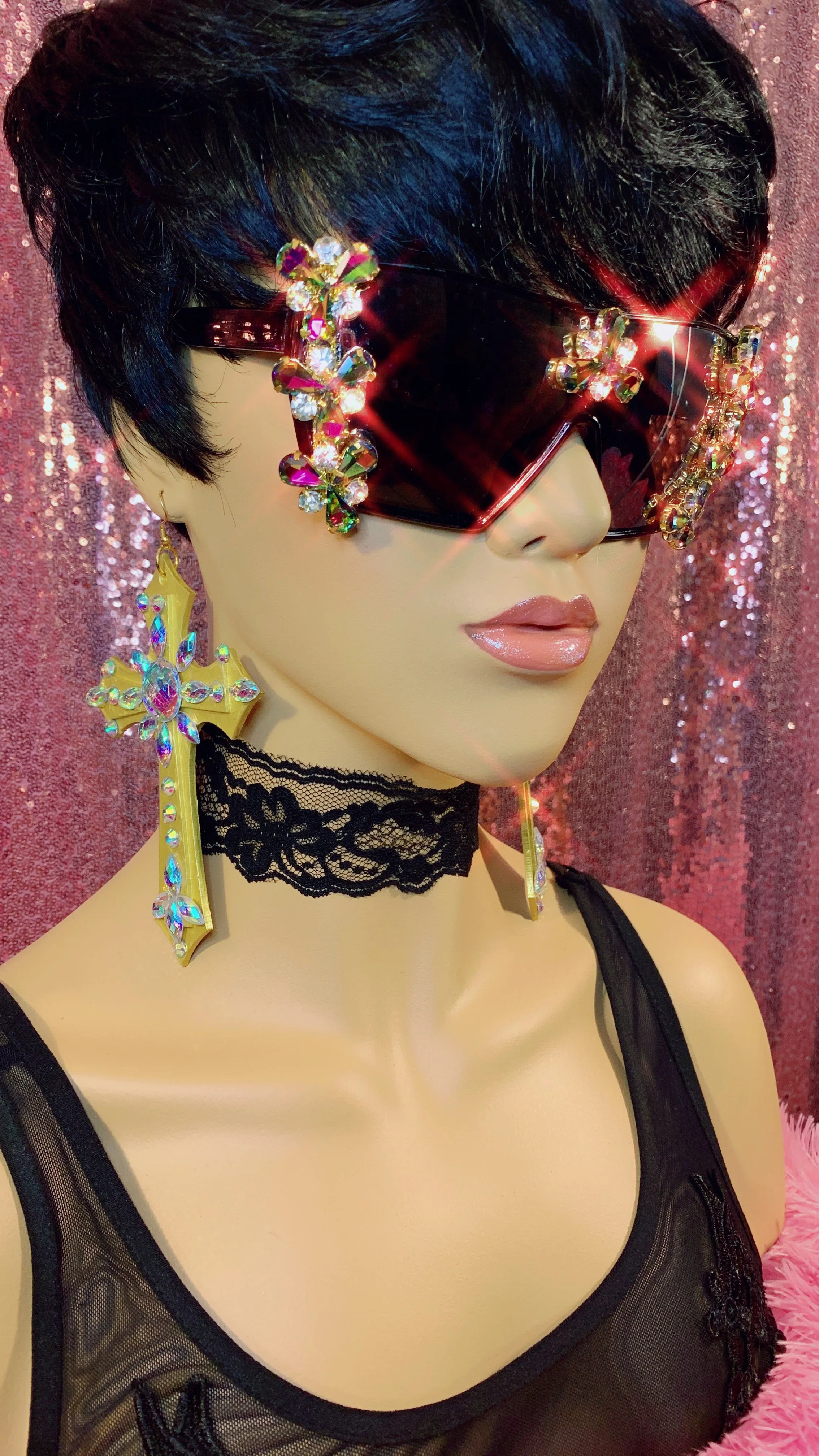 Mirror Crystal Rhinestone Sunglasses