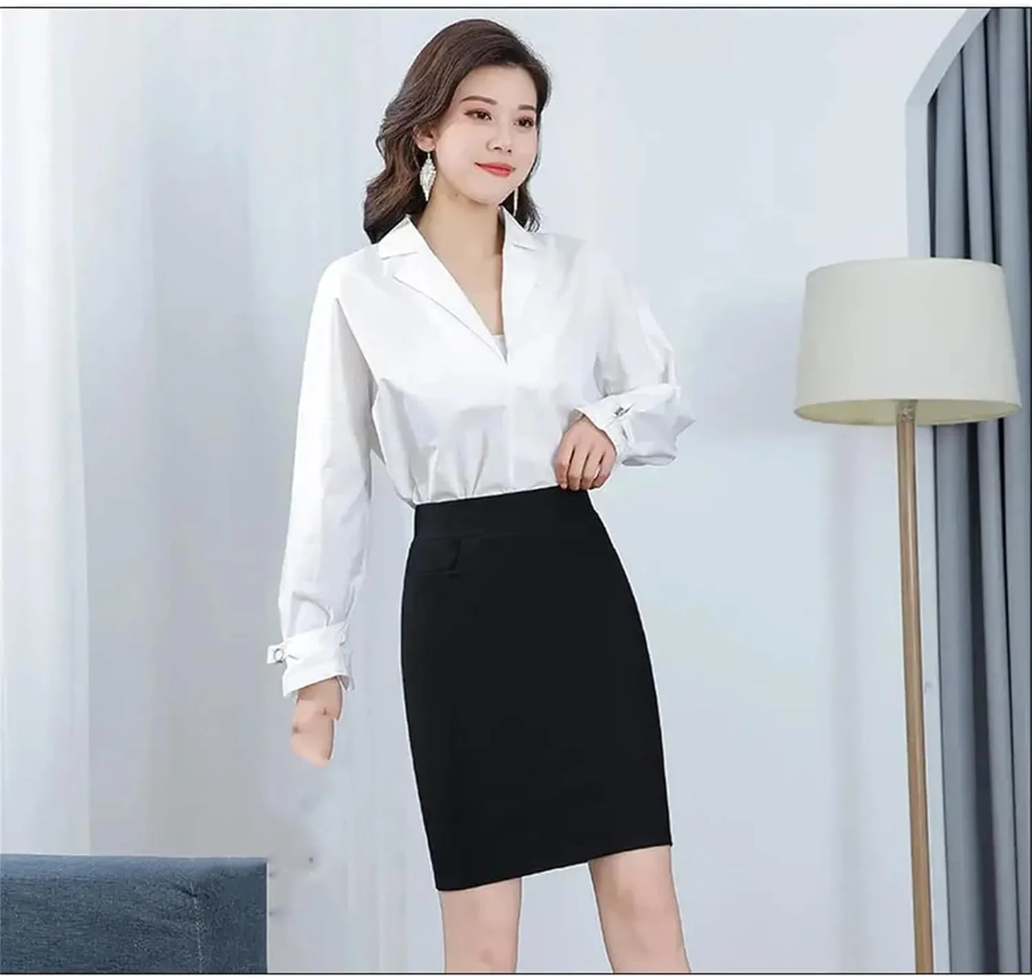 Mkjuuior Women's Skirt Spring and Summer Hip-Hugging Skirt Professional Elastic Skirt High-Waisted Skirt