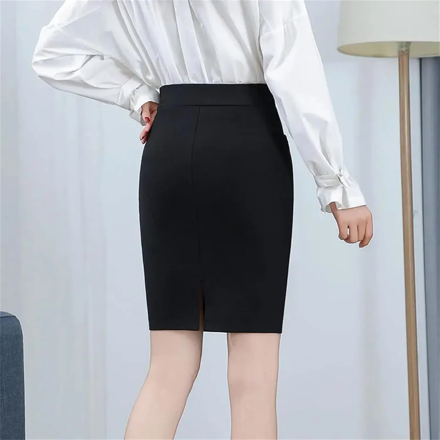 Mkjuuior Women's Skirt Spring and Summer Hip-Hugging Skirt Professional Elastic Skirt High-Waisted Skirt