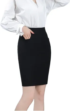 Mkjuuior Women's Skirt Spring and Summer Hip-Hugging Skirt Professional Elastic Skirt High-Waisted Skirt