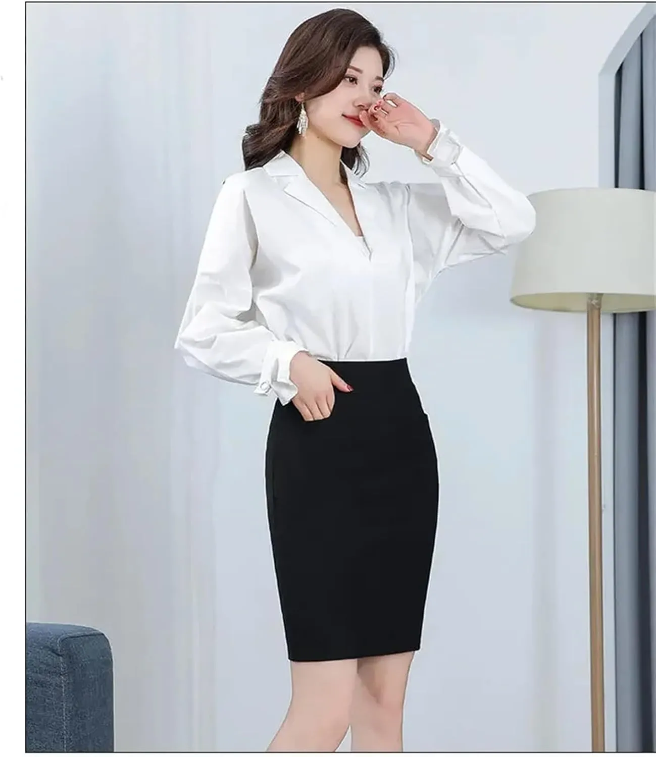 Mkjuuior Women's Skirt Spring and Summer Hip-Hugging Skirt Professional Elastic Skirt High-Waisted Skirt