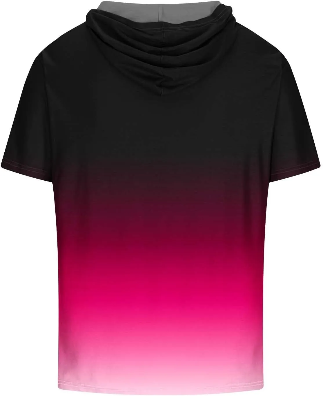 Muscularfit Graphic Tees for Men Casual Stylish Short Sleeve Pullover Hooded Shirts Loose Fit Gradient Color Drawstring Shirt